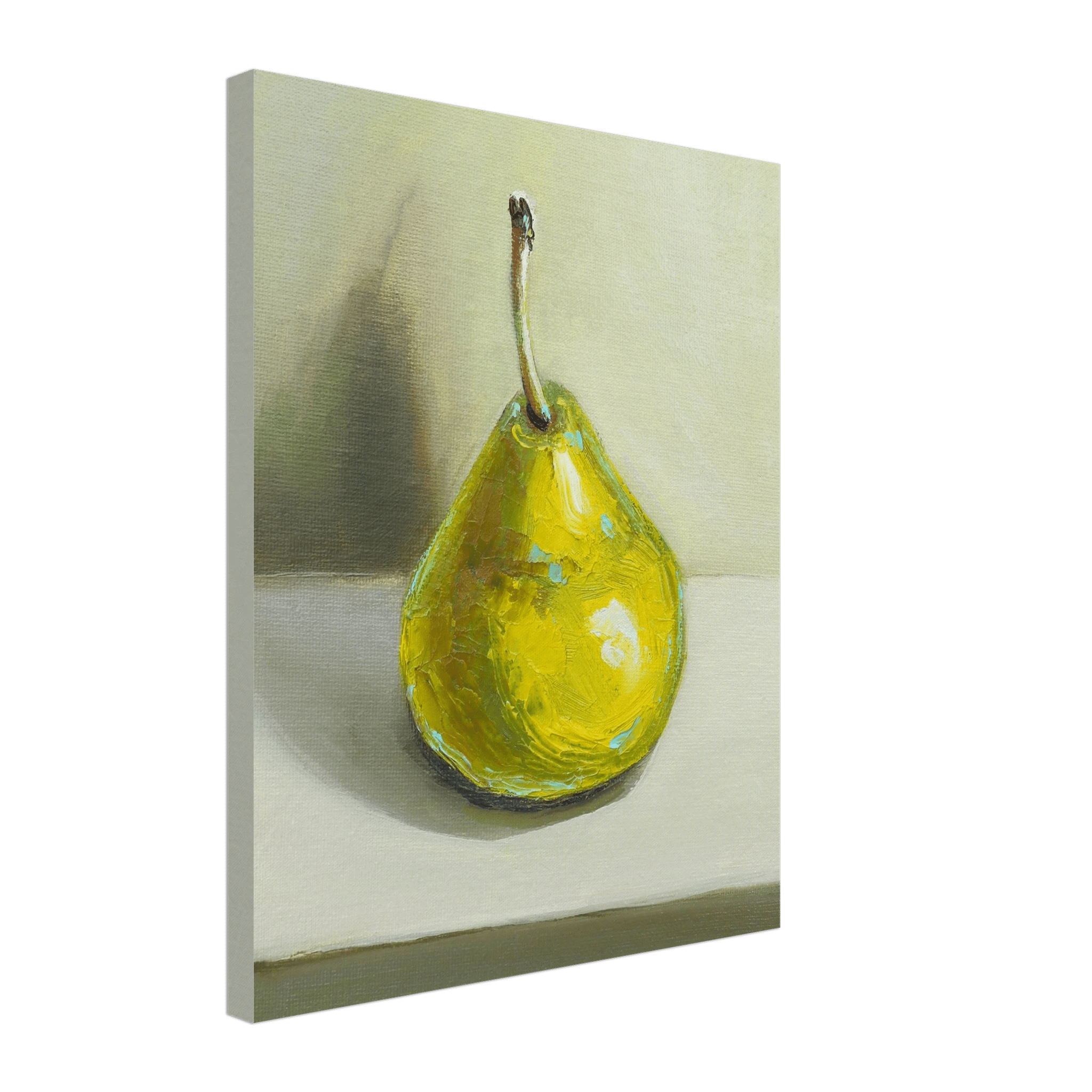 Pear Print | Green Pear Oil Painting Wall Art | Kitchen Poster - Evergreen Posters