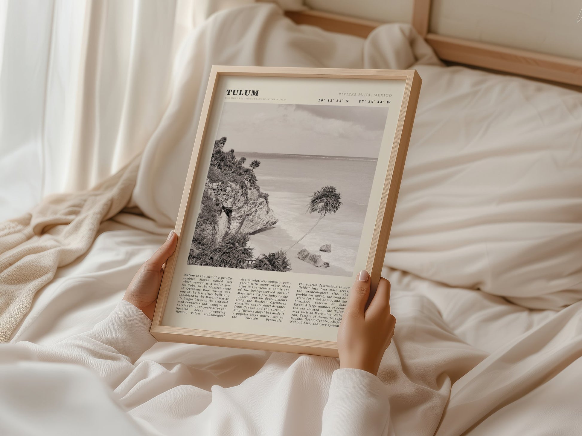 Tulum Poster | Black & White Riviera Maya Mexico Wall Art | Beach Travel Print - Evergreen Posters