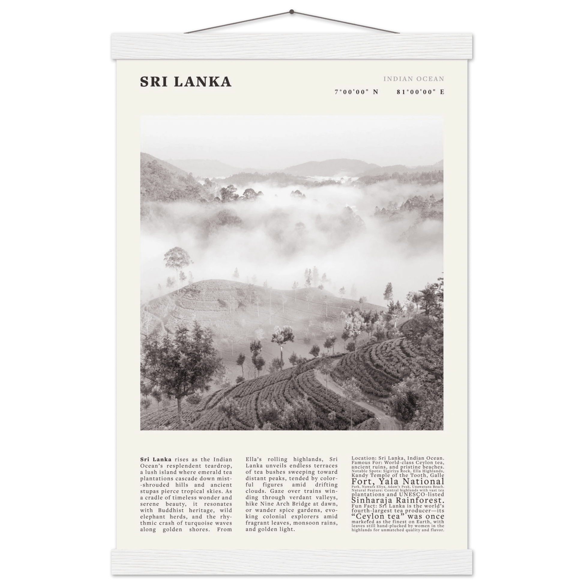Sri Lanka Poster Black and White – Vintage Ceylon Tea Plantation Print (Digital & Printed Options) - Evergreen Posters