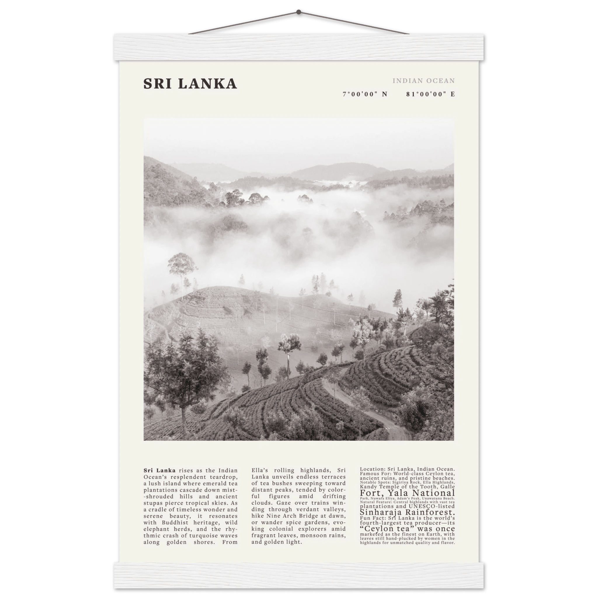 Sri Lanka Poster Black and White – Vintage Ceylon Tea Plantation Print (Digital & Printed Options) - Evergreen Posters