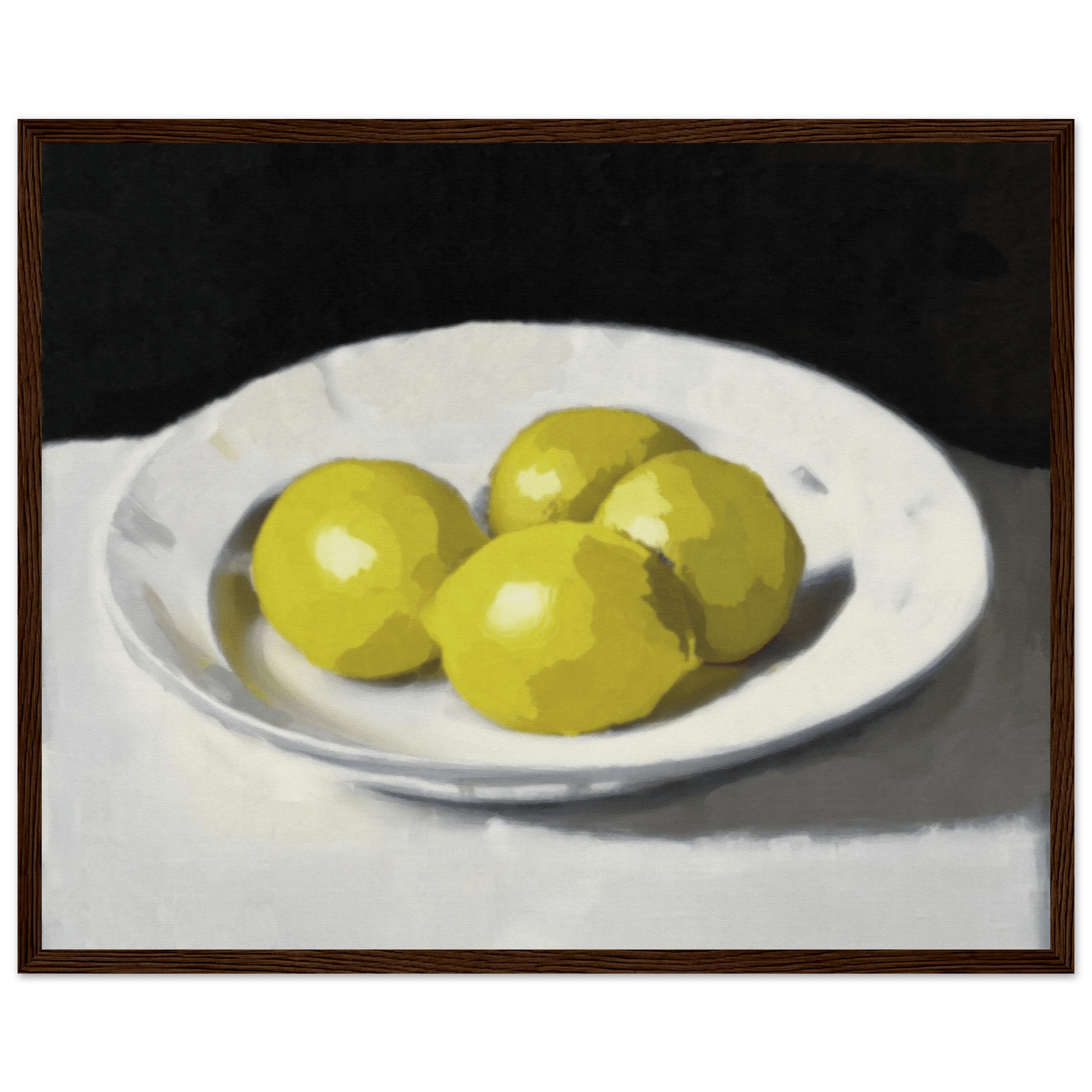 Lemons Print | Three Lemons Oil Painting Wall Art | Kitchen Still Life Poster - Evergreen Posters