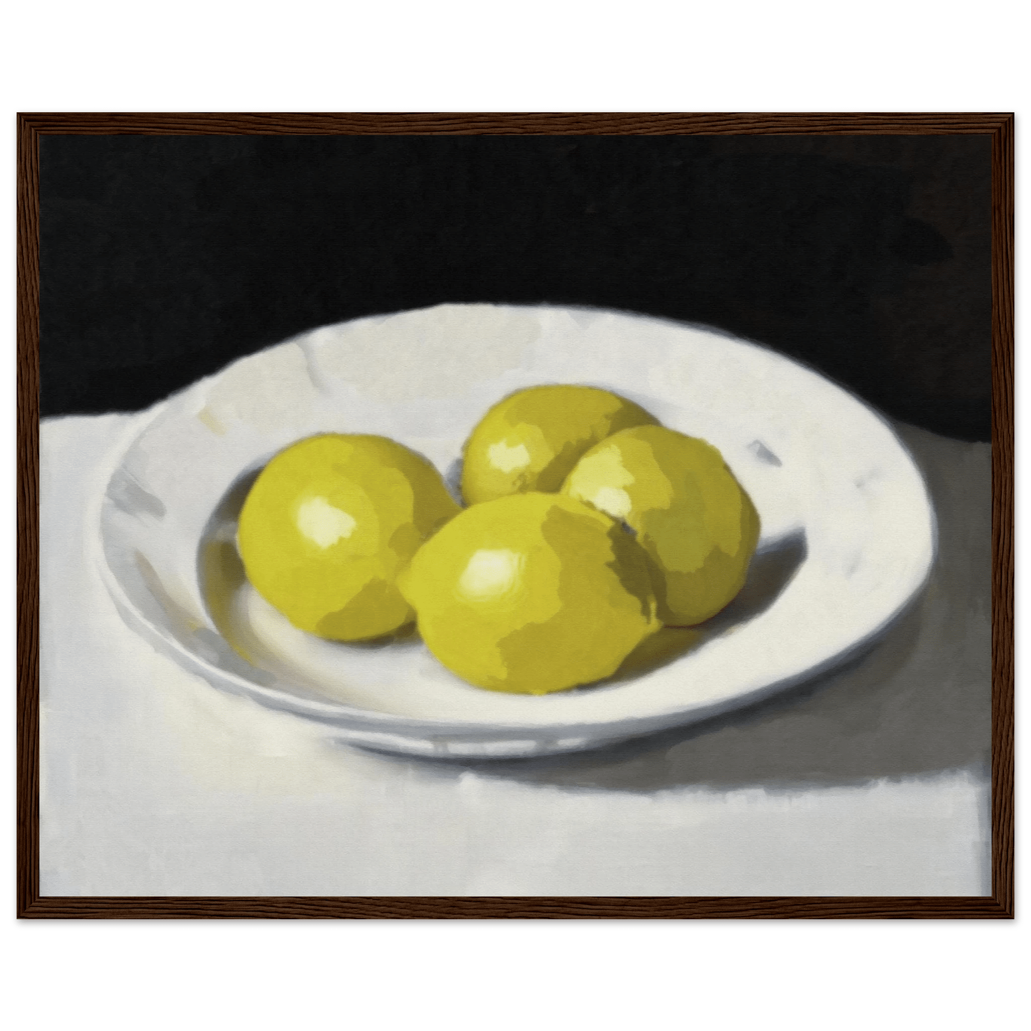 Lemons Print | Three Lemons Oil Painting Wall Art | Kitchen Still Life Poster - Evergreen Posters