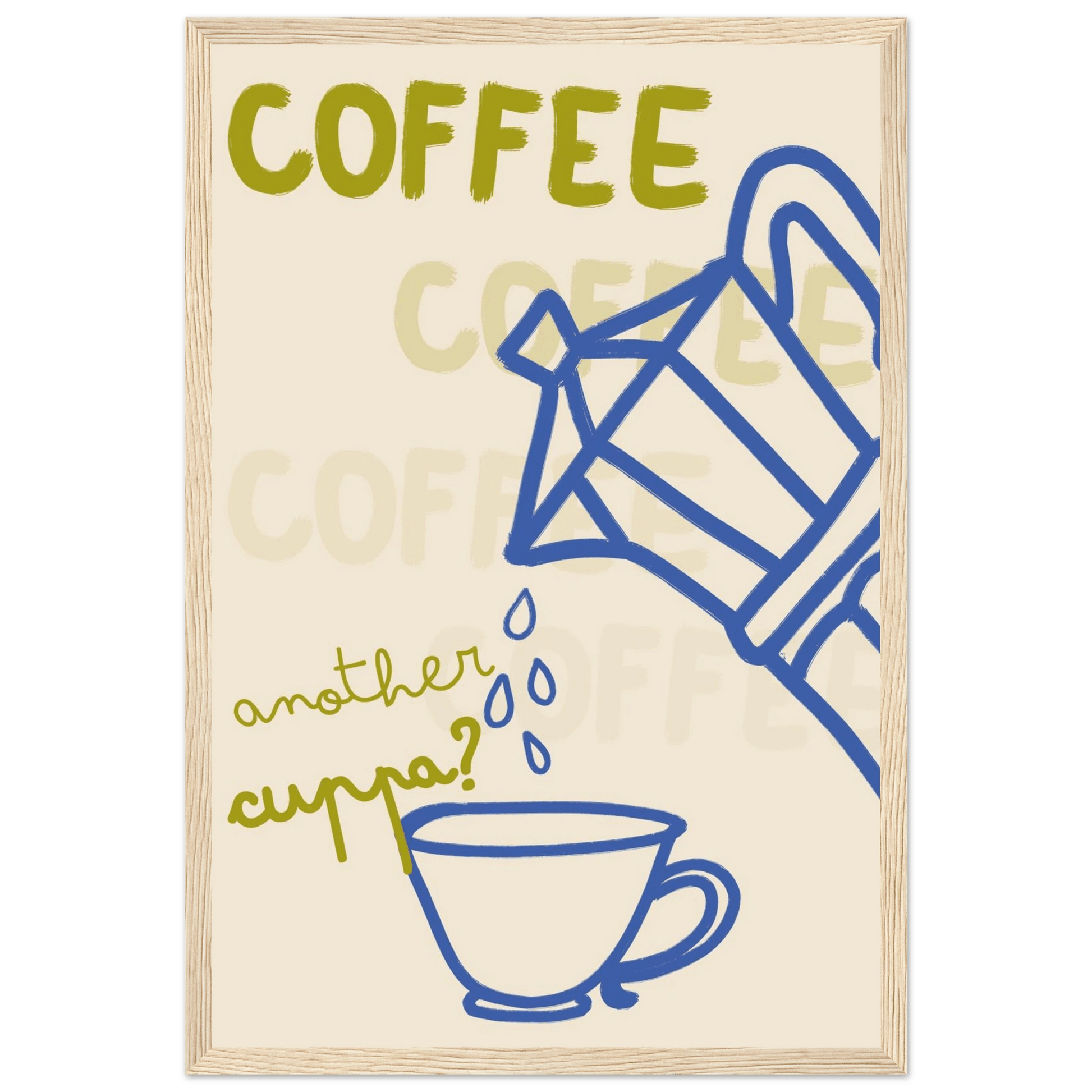 Coffee Print | Another Cuppa Moka Pot Wall Art | Kitchen Coffee Poster - Evergreen Posters