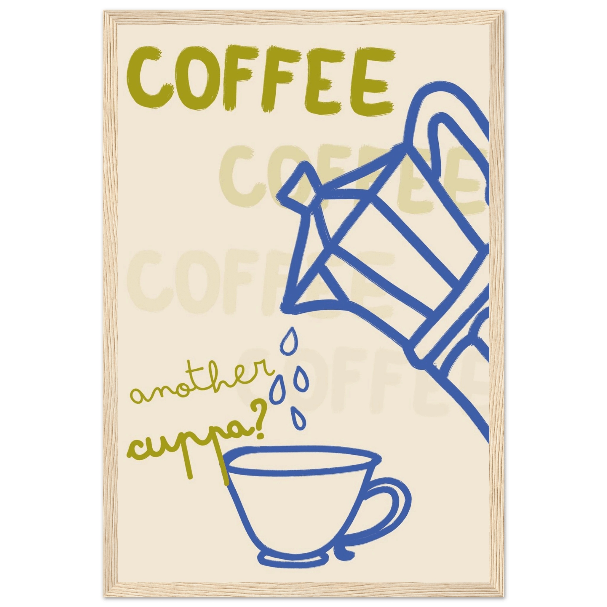 Coffee Print | Another Cuppa Moka Pot Wall Art | Kitchen Coffee Poster - Evergreen Posters