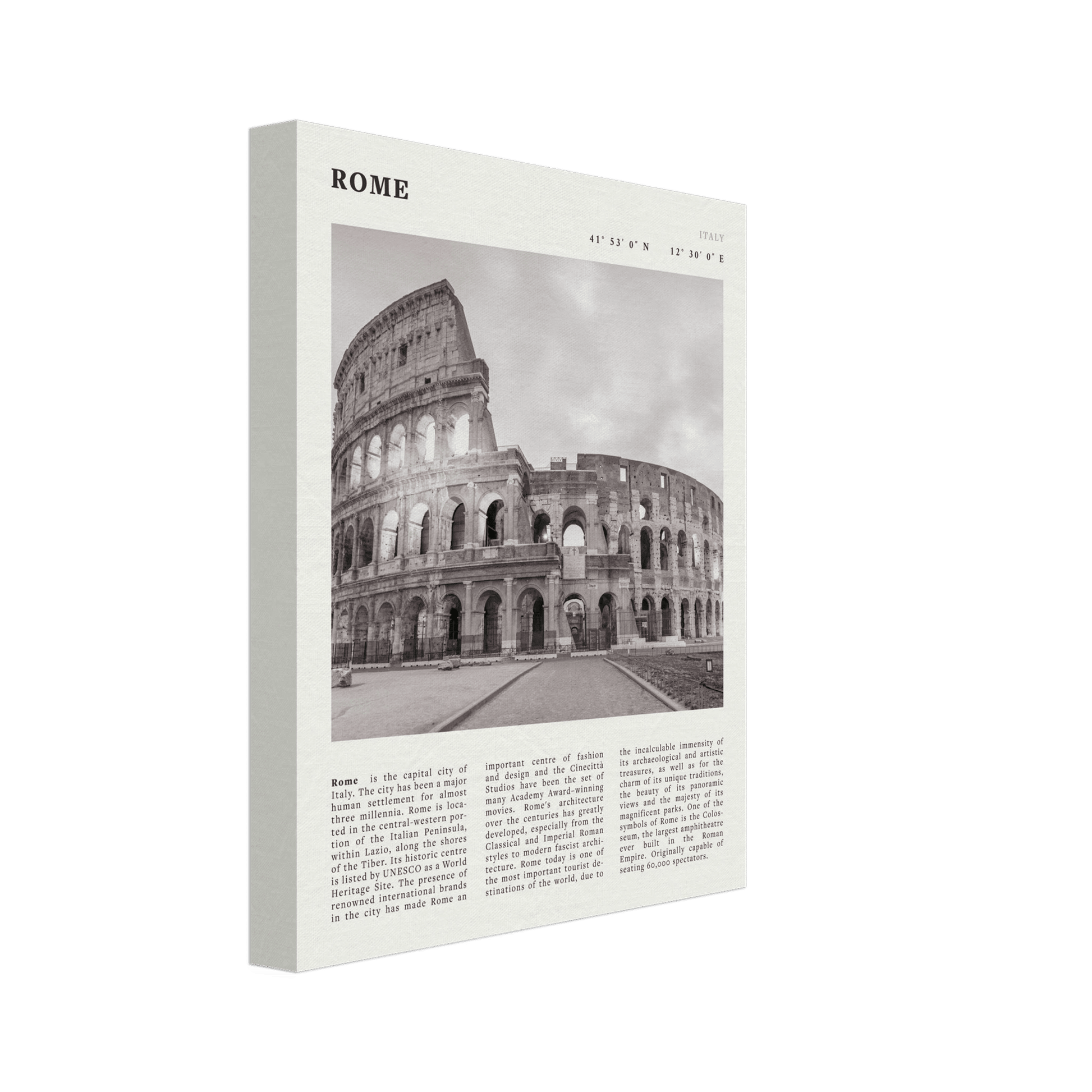 Rome Poster | Black & White Colosseum Wall Art | Italy Travel Print | Roman Decor - Evergreen Posters