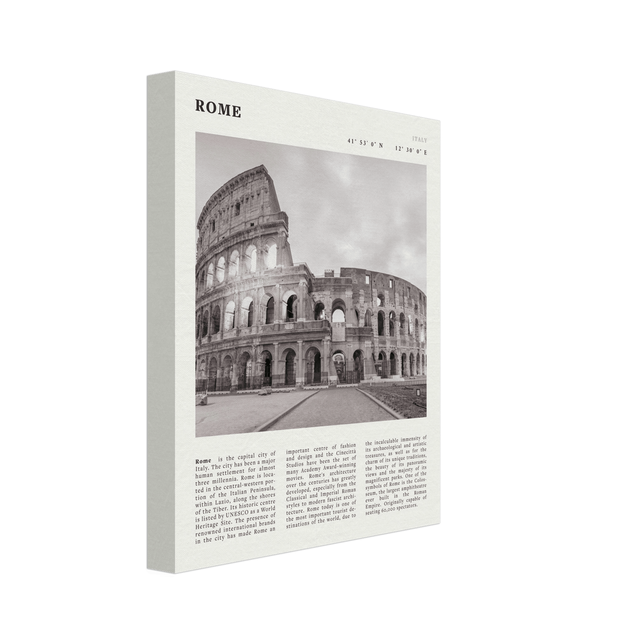 Rome Poster | Black & White Colosseum Wall Art | Italy Travel Print | Roman Decor - Evergreen Posters