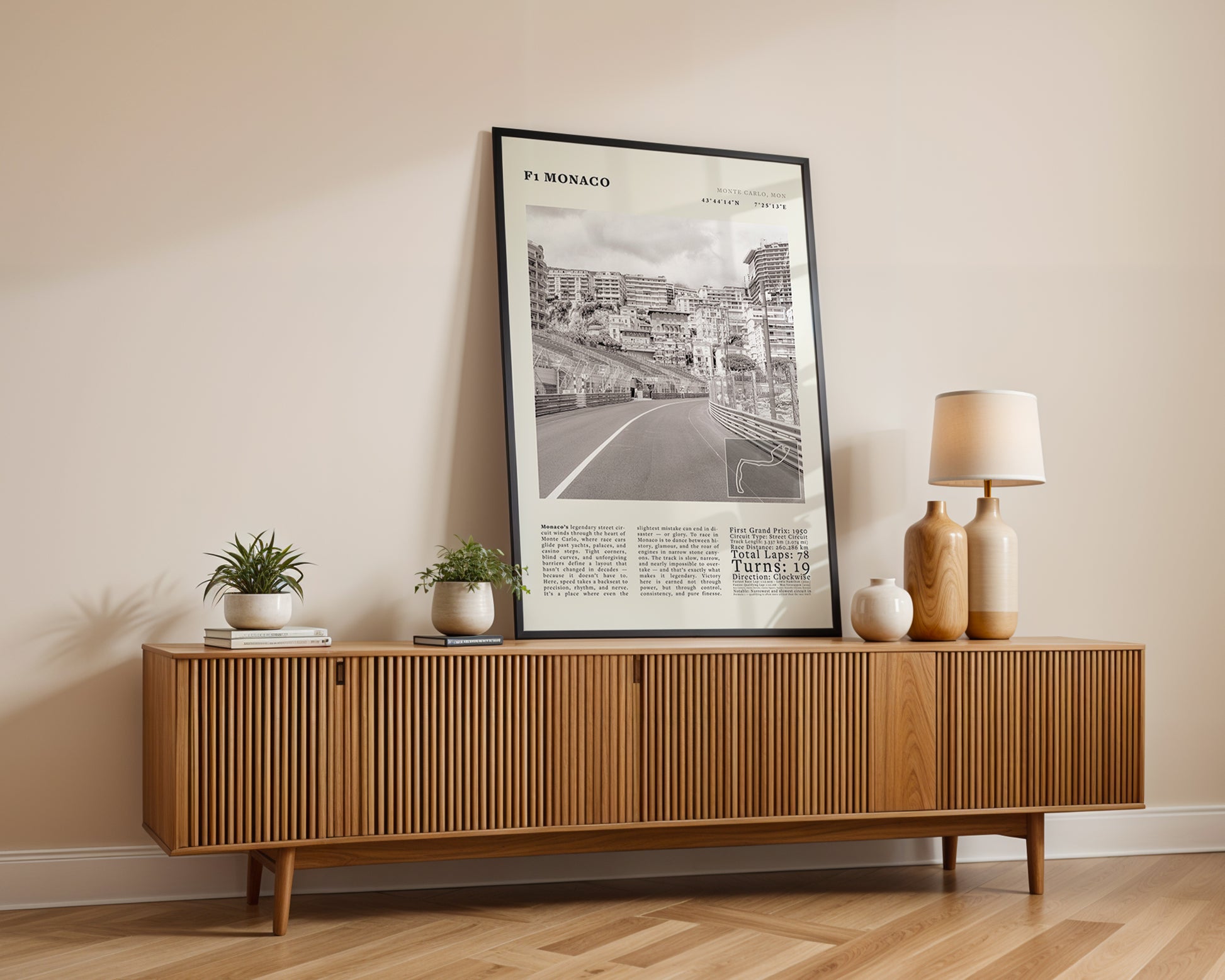 F1 Monaco Poster Black and White – Vintage Monte Carlo Street Circuit Print (Digital & Printed Options) - Evergreen Posters