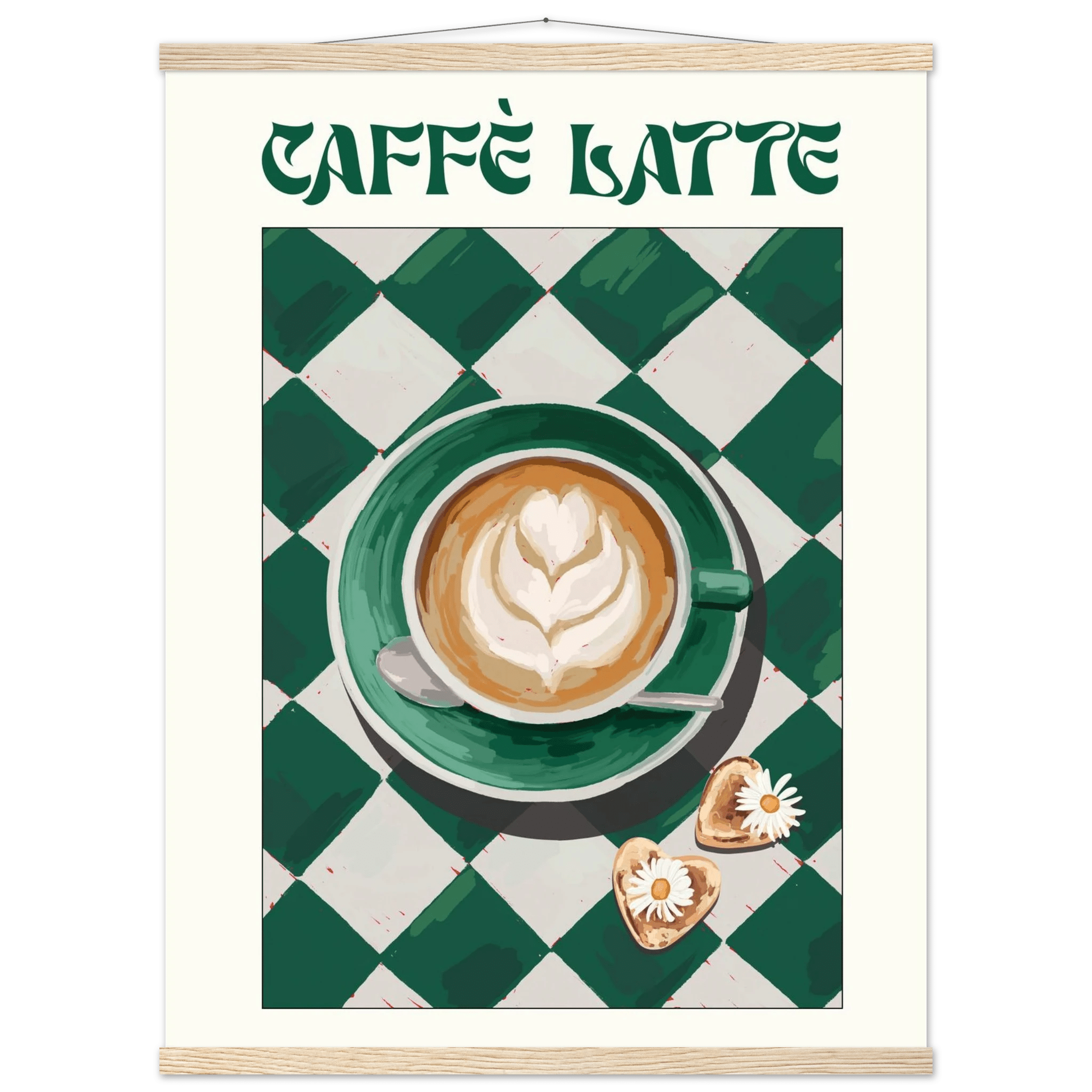 Caffè Latte Poster – Playful Coffee Kitchen Wall Art Print (Digital & Printed Options) - Evergreen Posters