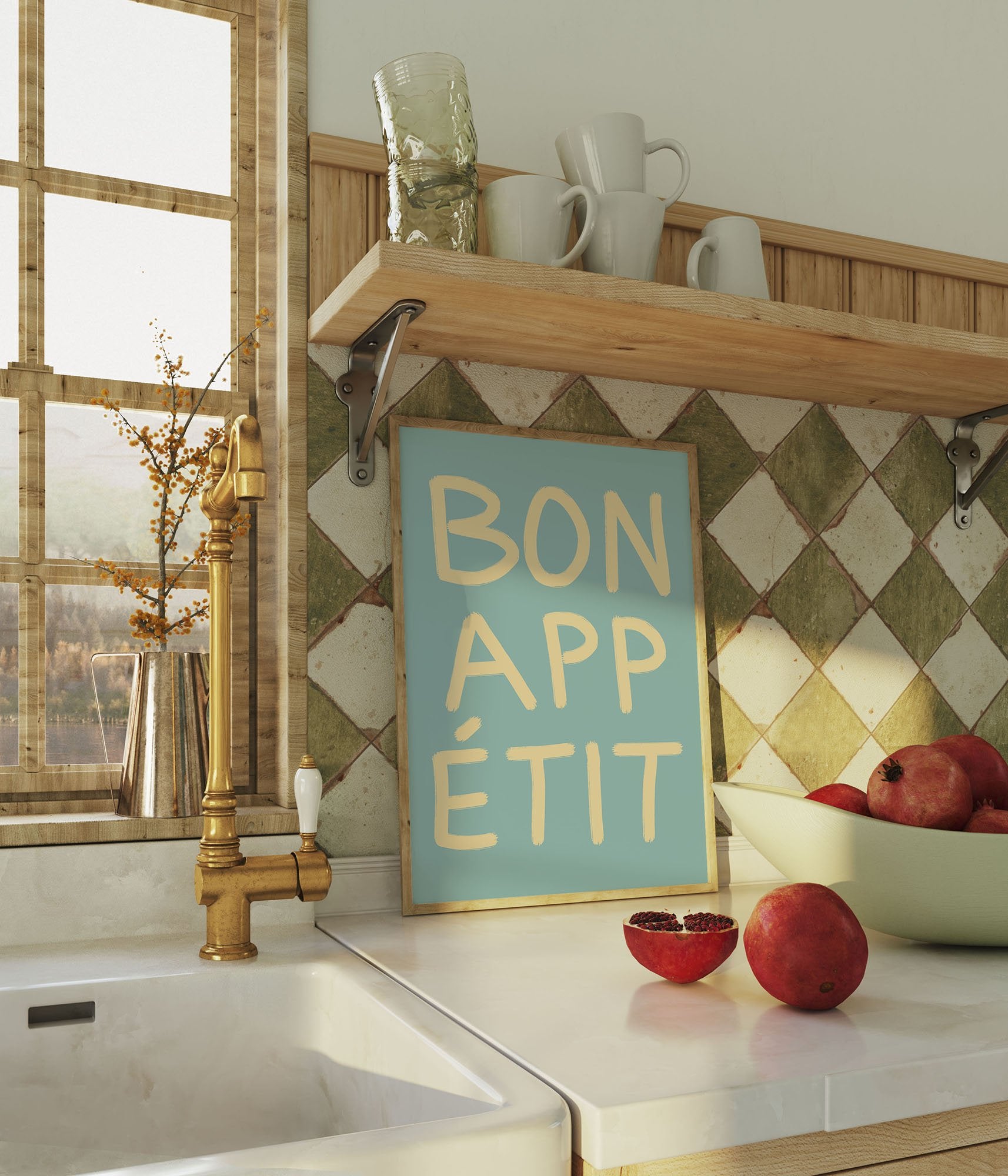 Bon Appétit Kitchen Poster | French Typography Wall Art | Retro Dining Room Print Decor - Evergreen Posters