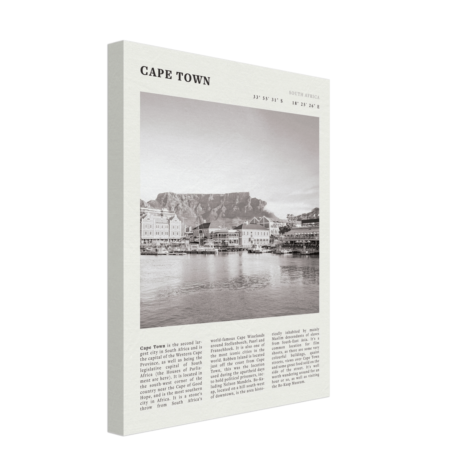 Cape Town Poster | Black & White Table Mountain Wall Art | South Africa Travel Print - Evergreen Posters