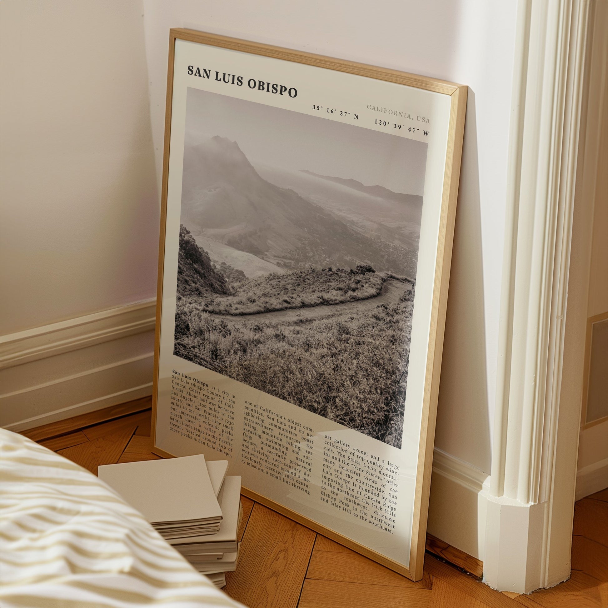 San Luis Obispo Poster | Black & White California Wall Art | SLO Travel Print - Evergreen Posters