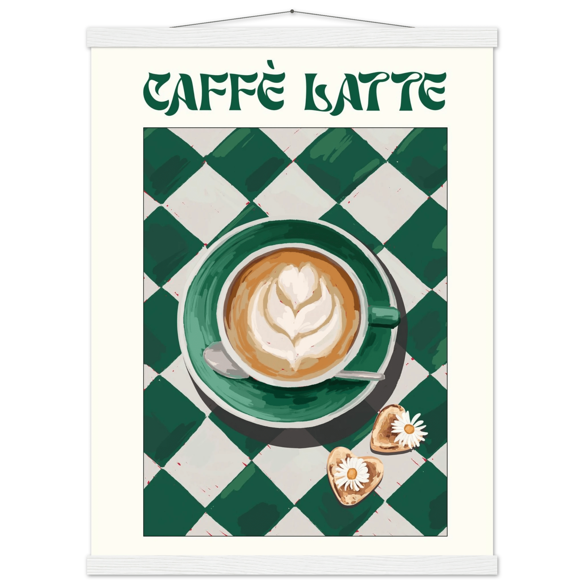 Caffè Latte Poster – Playful Coffee Kitchen Wall Art Print (Digital & Printed Options) - Evergreen Posters