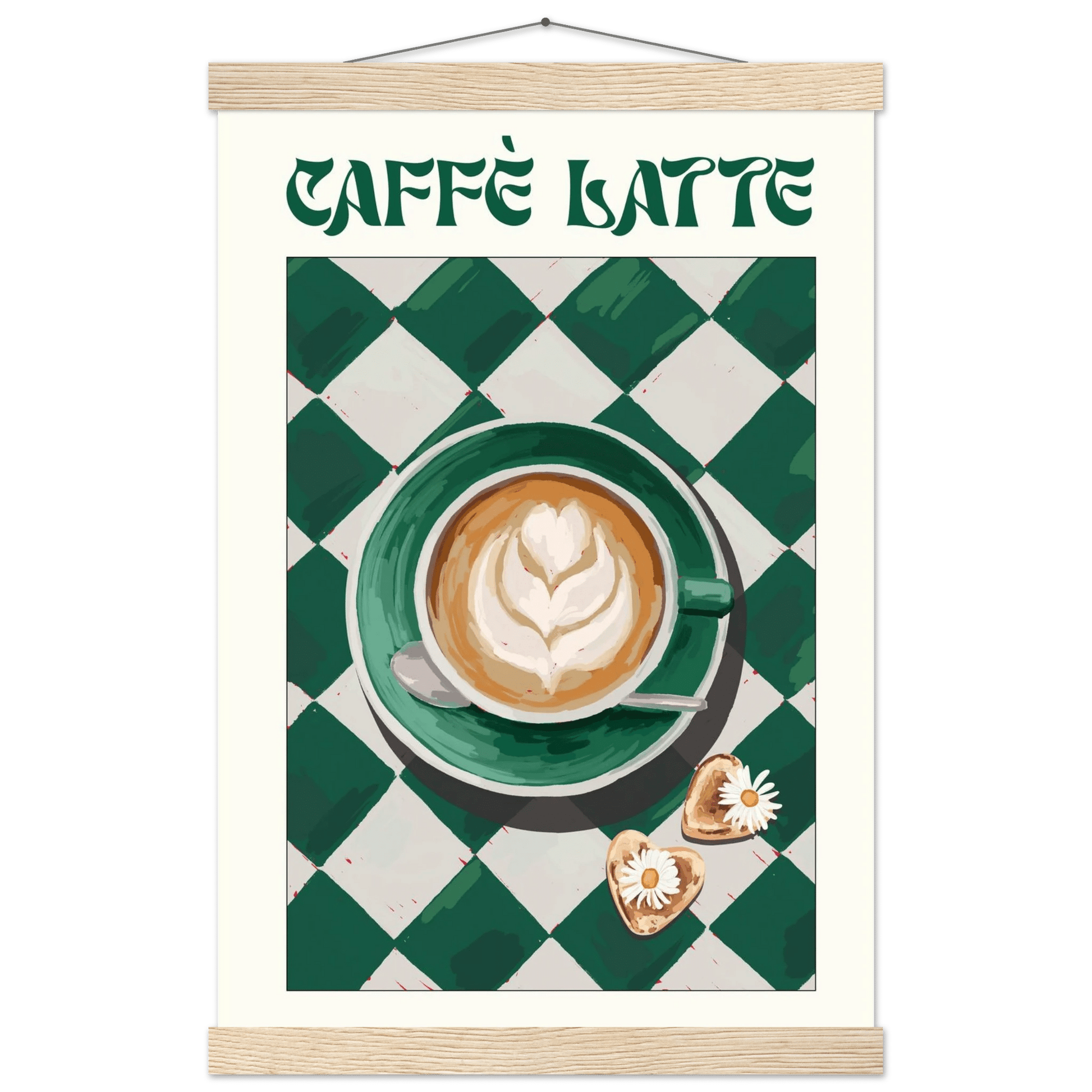 Caffè Latte Poster – Playful Coffee Kitchen Wall Art Print (Digital & Printed Options) - Evergreen Posters