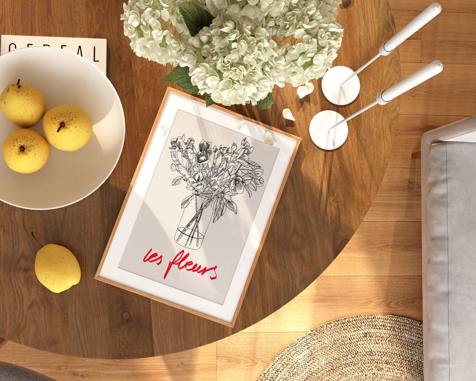 Les Fleurs Botanical Poster | French Flower Line Art Print | Minimalist Floral Wall Decor - Evergreen Posters