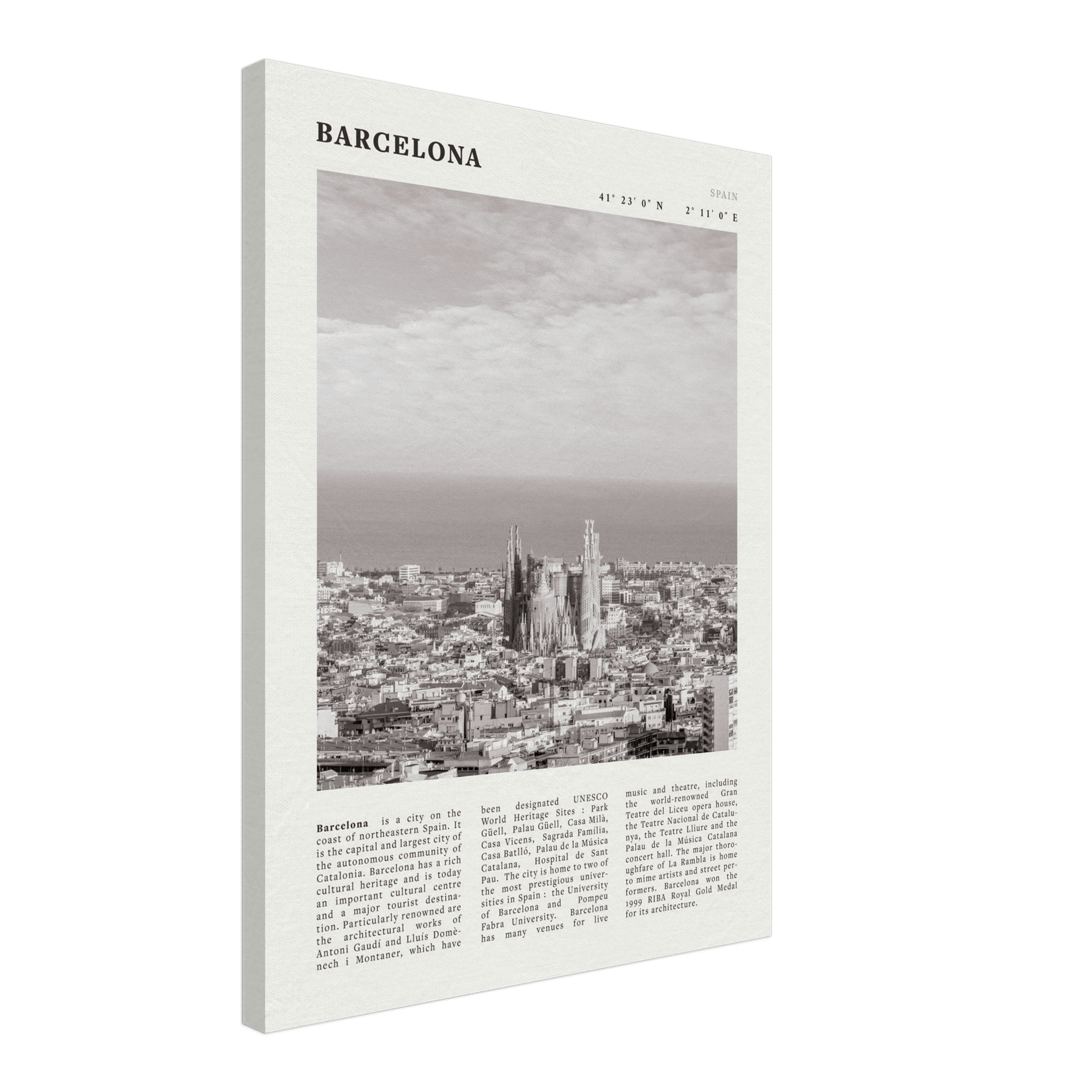 Barcelona Poster | Black & White Sagrada Familia Wall Art | Spain Travel Print - Evergreen Posters