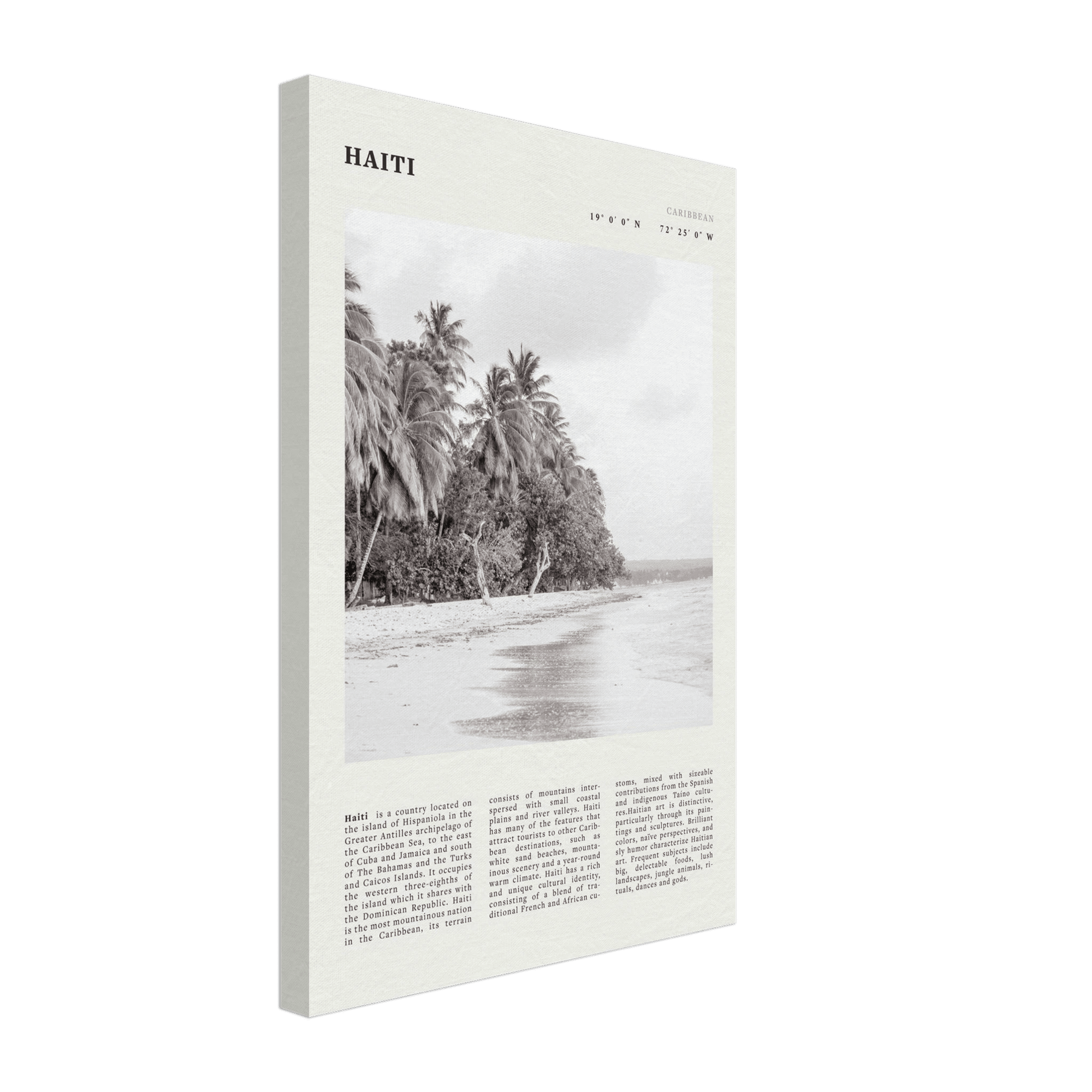 Haiti Poster | Black & White Caribbean Beach Wall Art | Tropical Travel Print - Evergreen Posters
