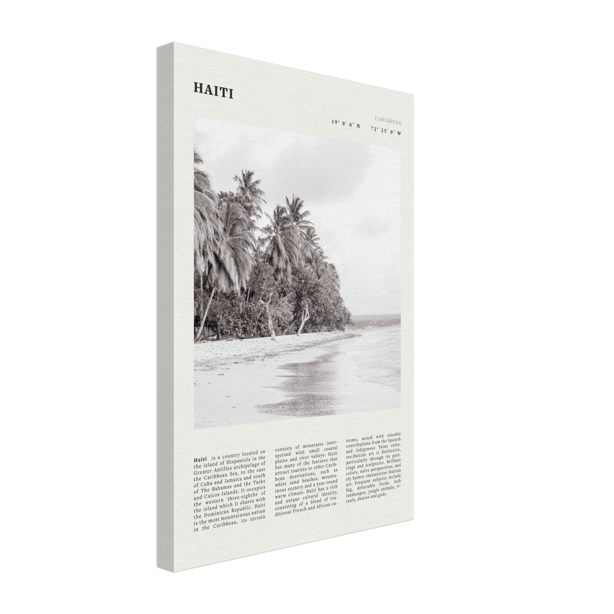Haiti Poster | Black & White Caribbean Beach Wall Art | Tropical Travel Print - Evergreen Posters