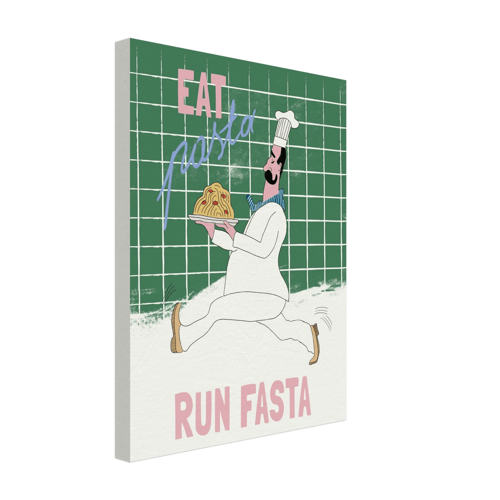 Eat Pasta Run Fasta Poster – Playful Kitchen Wall Art Print (Green Edition) - Evergreen Posters