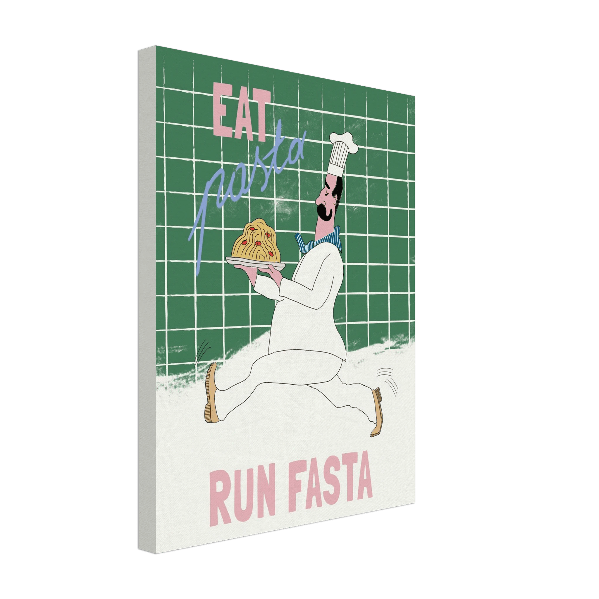 Eat Pasta Run Fasta Poster – Playful Kitchen Wall Art Print (Green Edition) - Evergreen Posters