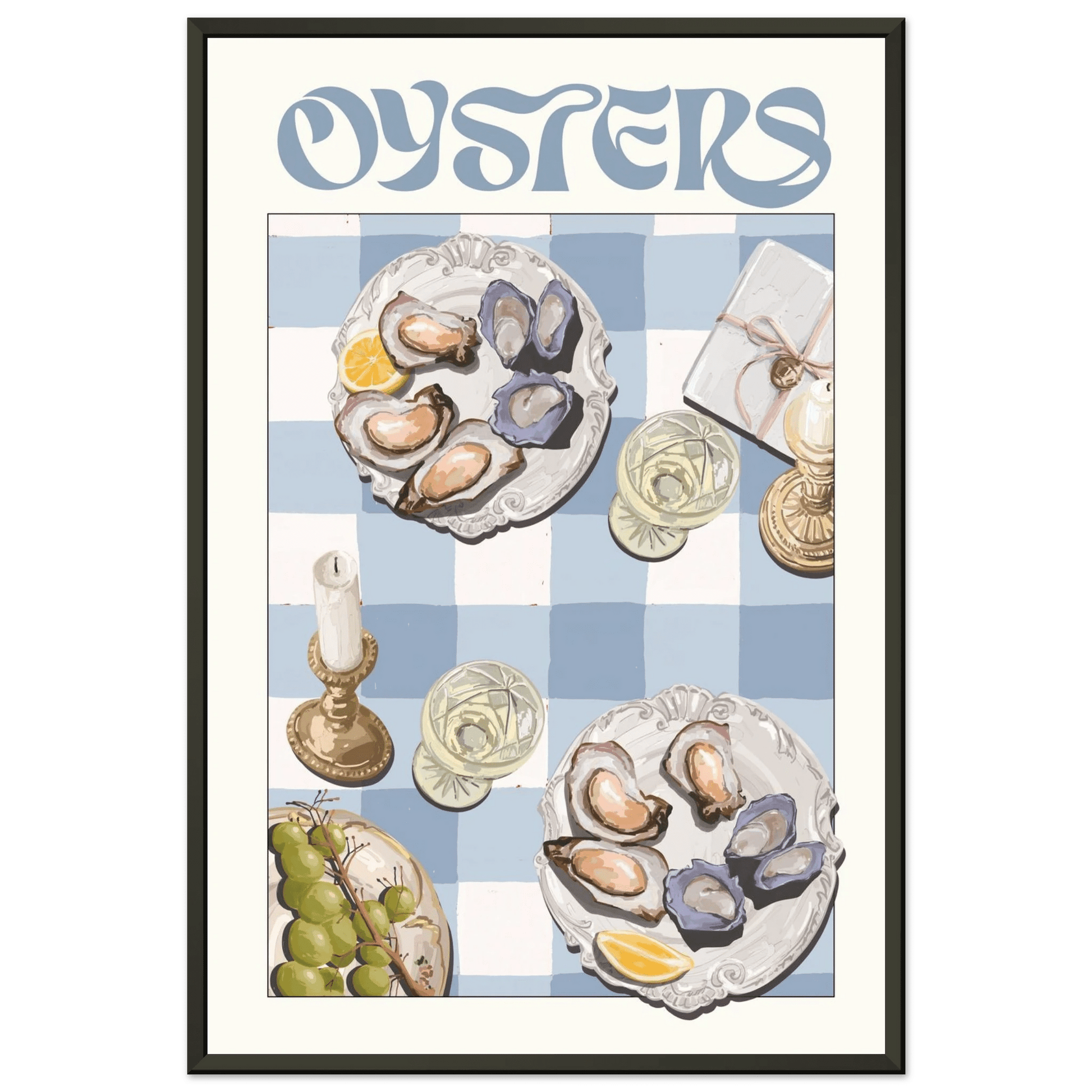 Oysters Poster – Playful Seafood Kitchen Wall Art Print (Digital & Printed Options) - Evergreen Posters