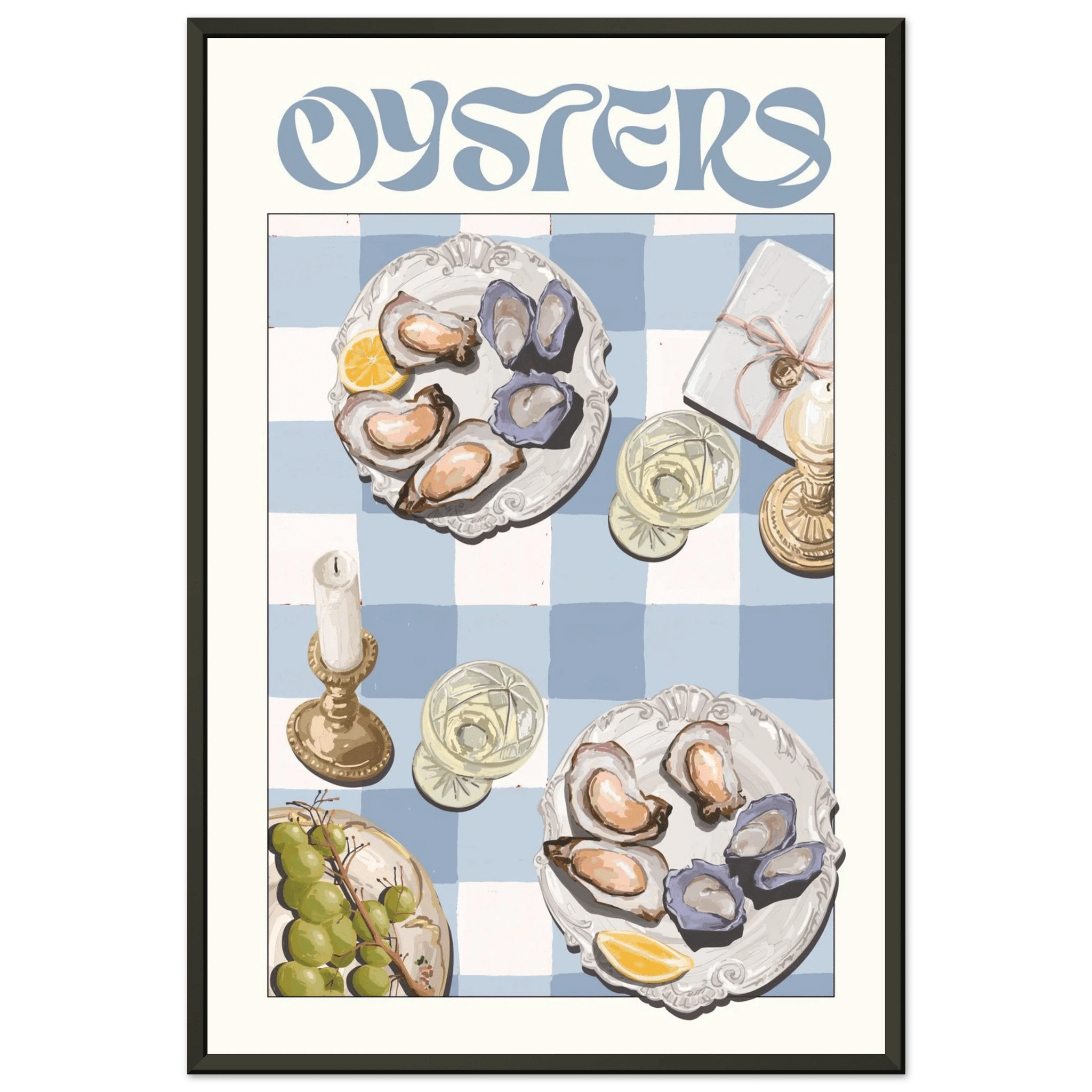 Oysters Poster – Playful Seafood Kitchen Wall Art Print (Digital & Printed Options) - Evergreen Posters
