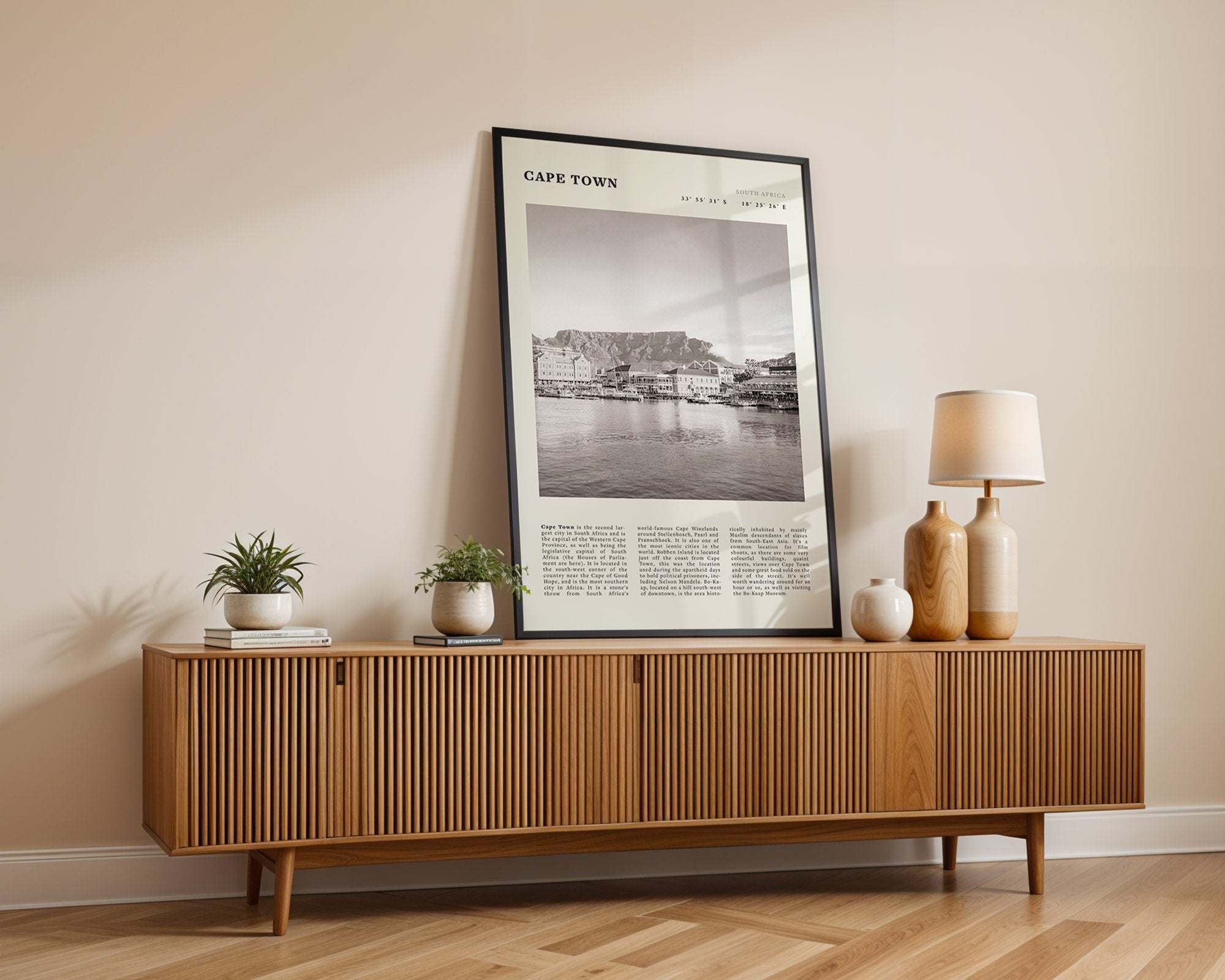 Cape Town Poster | Black & White Table Mountain Wall Art | South Africa Travel Print - Evergreen Posters