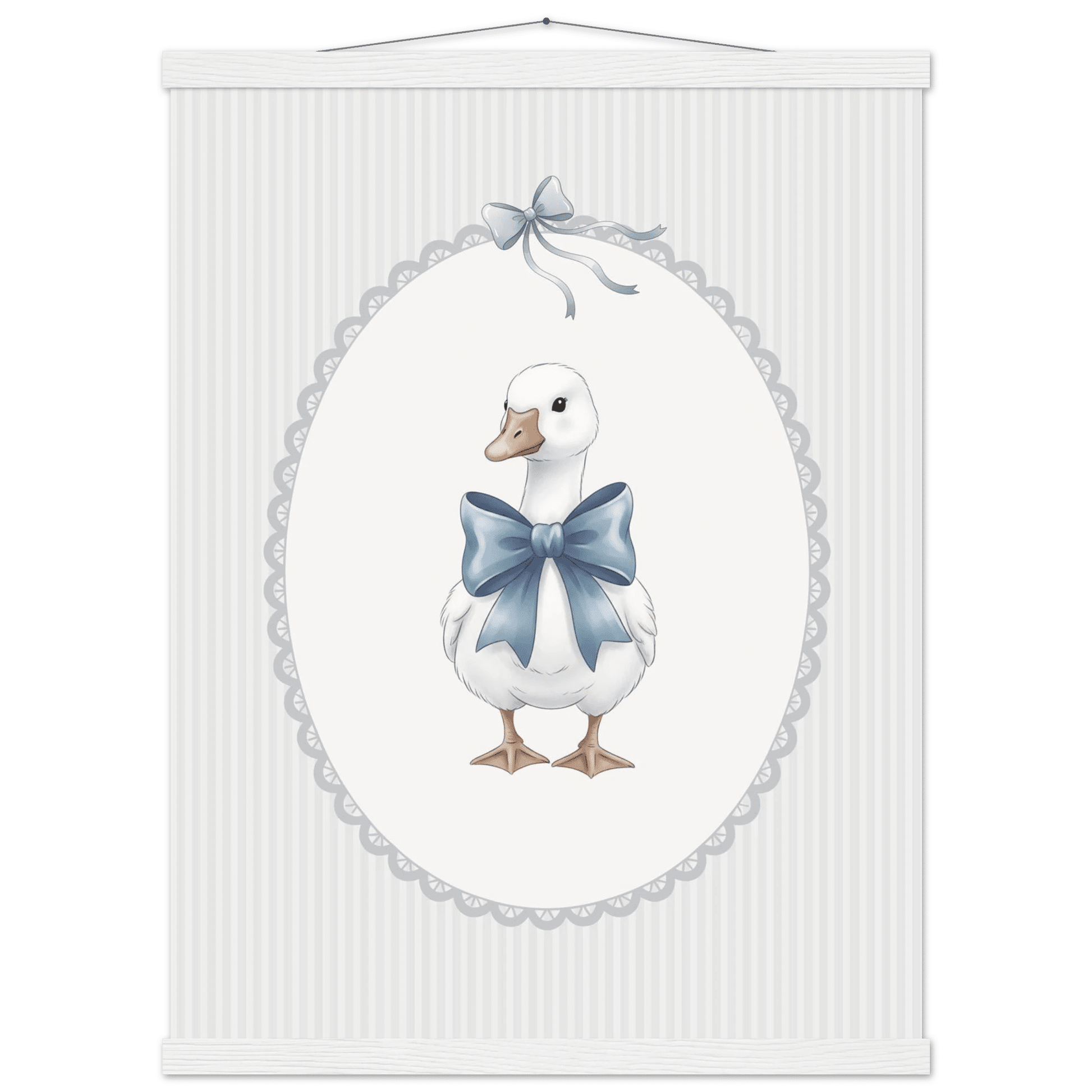 Blue Bow Duck Nursery Poster – Sweet Baby Room Wall Art Print - Evergreen Posters