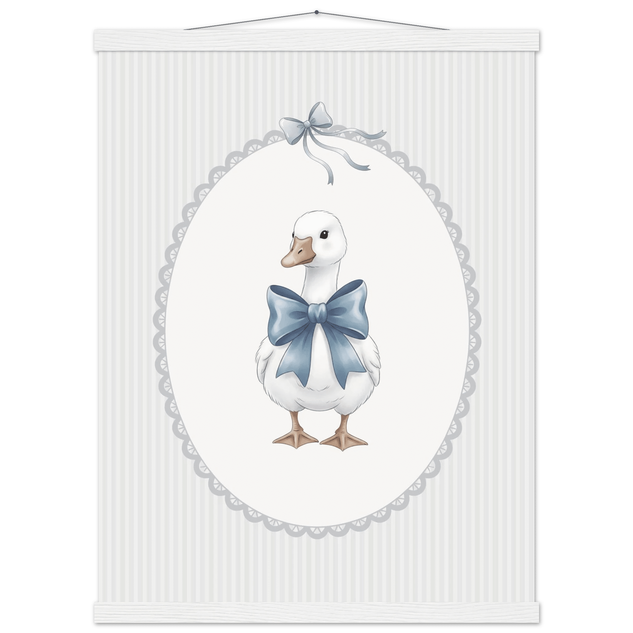 Blue Bow Duck Nursery Poster – Sweet Baby Room Wall Art Print - Evergreen Posters