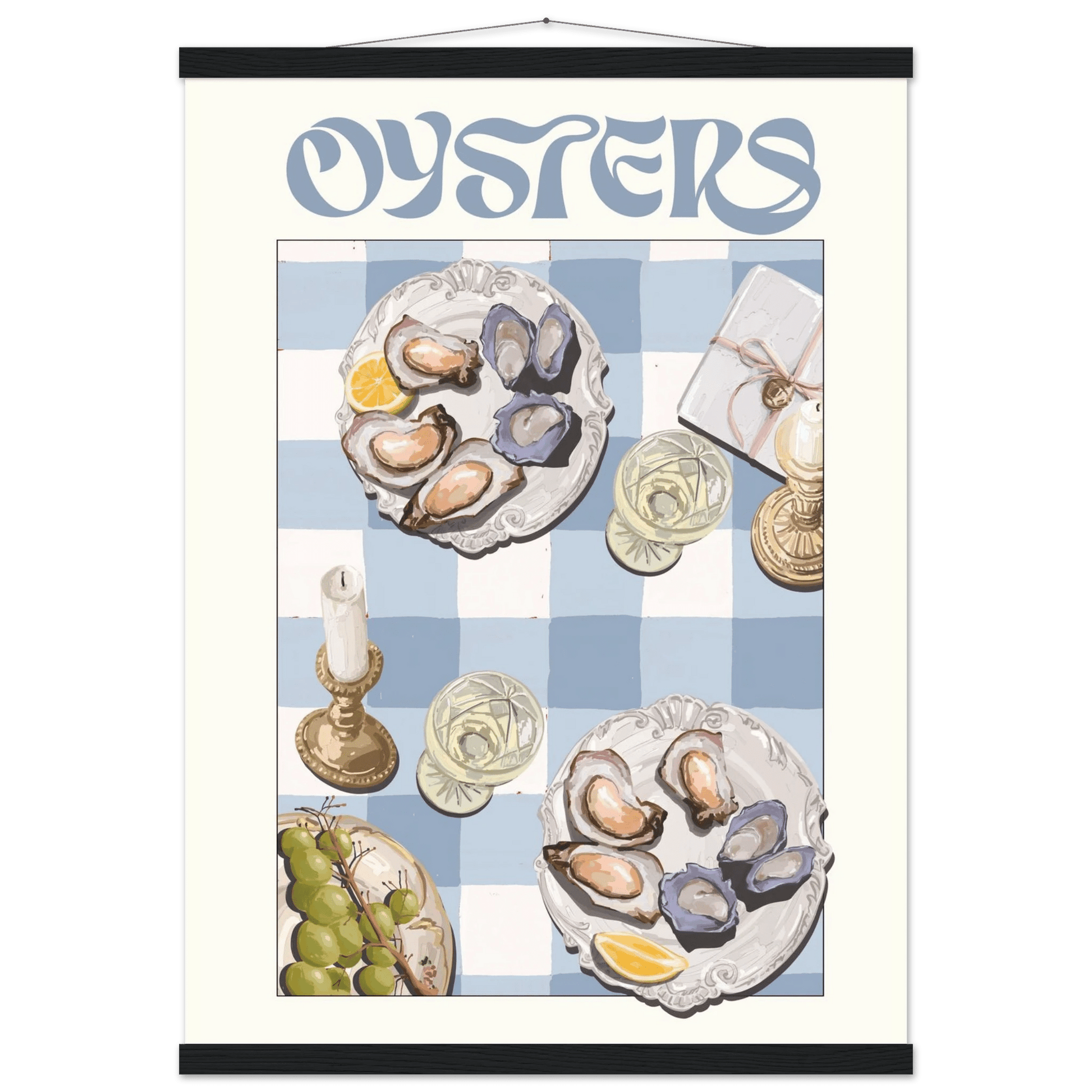 Oysters Poster – Playful Seafood Kitchen Wall Art Print (Digital & Printed Options) - Evergreen Posters