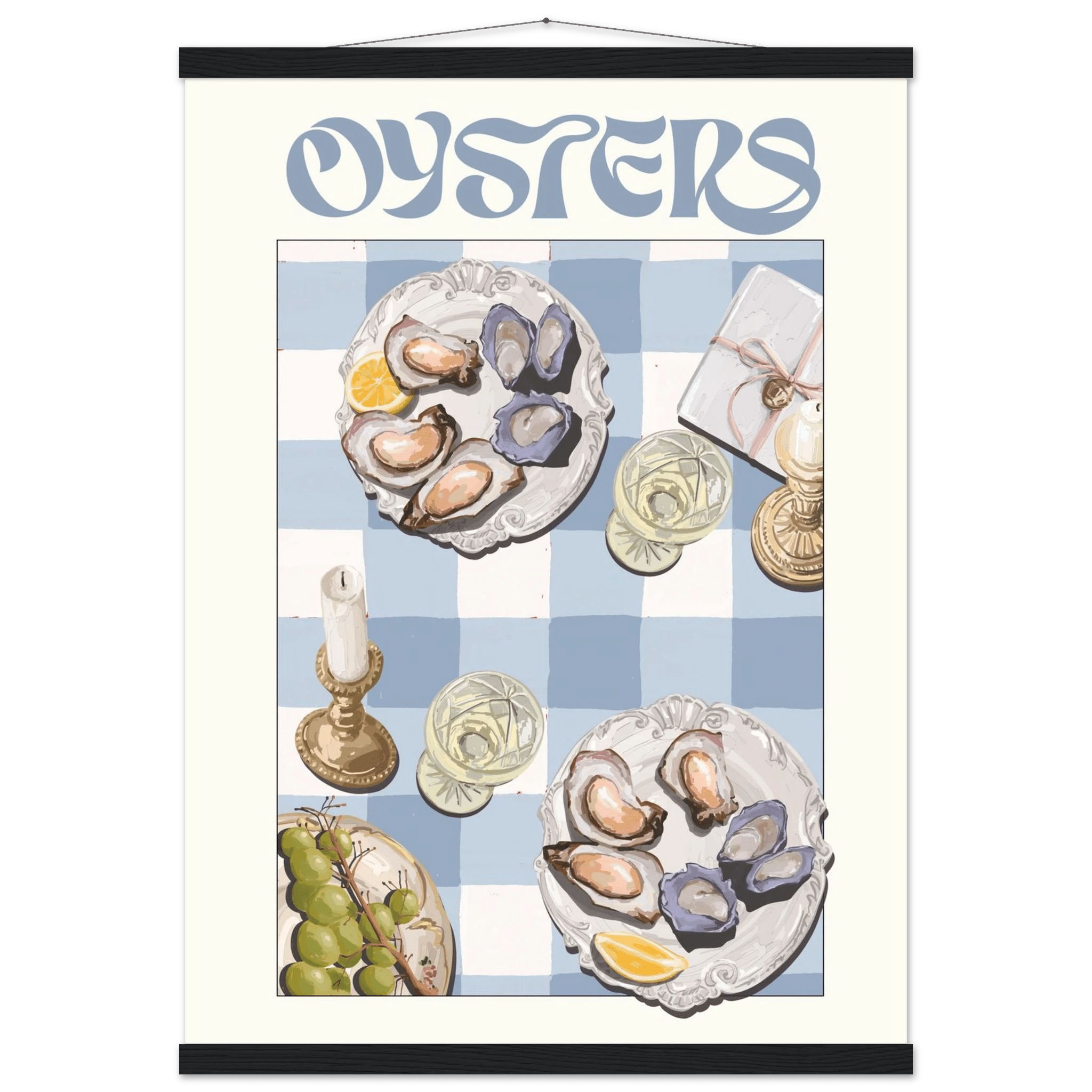 Oysters Poster – Playful Seafood Kitchen Wall Art Print (Digital & Printed Options) - Evergreen Posters