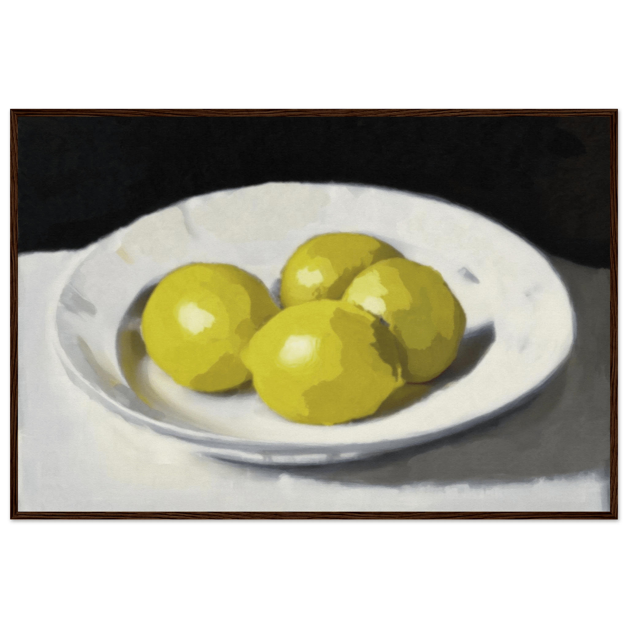 Lemons Print | Three Lemons Oil Painting Wall Art | Kitchen Still Life Poster - Evergreen Posters