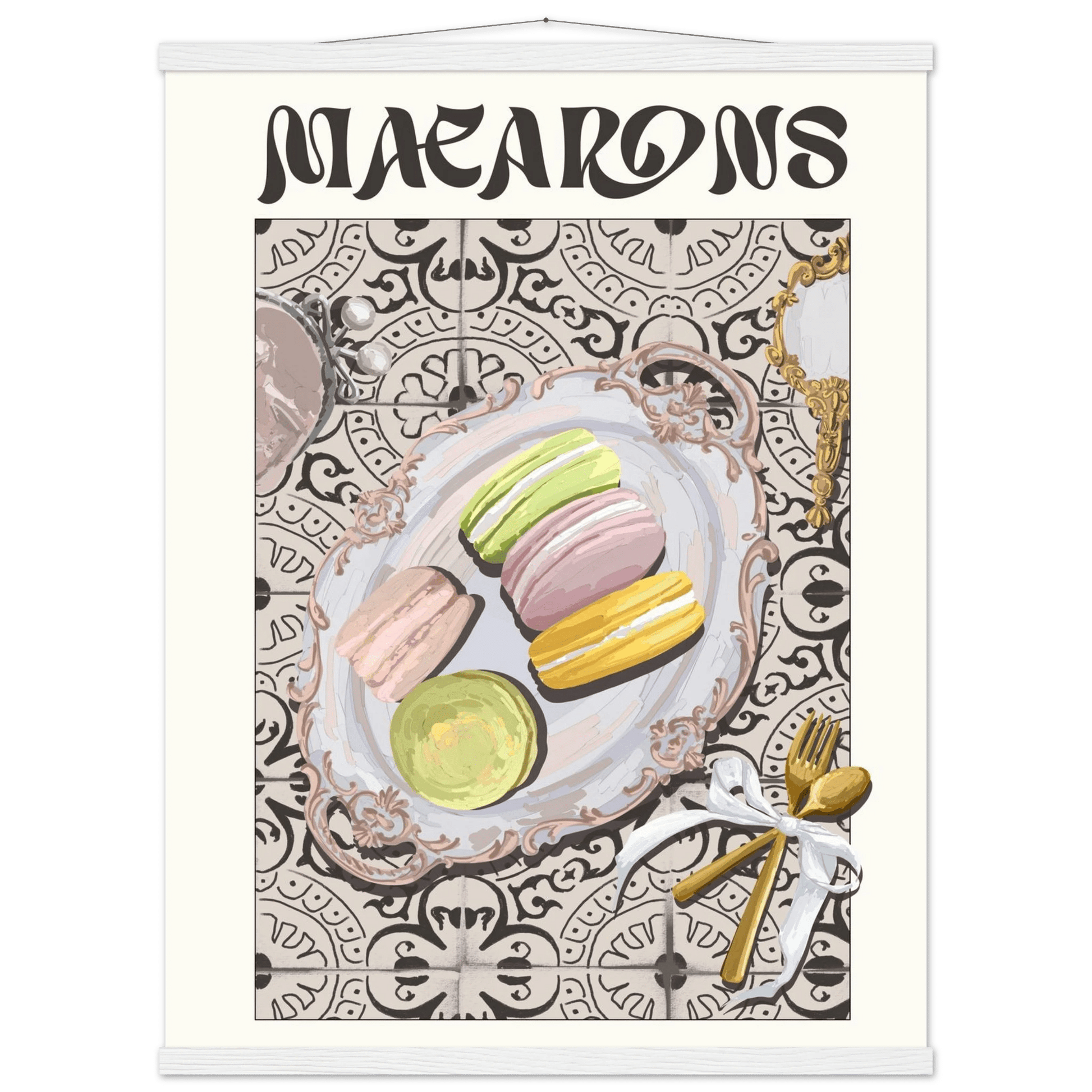 Macarons Poster – Playful French Patisserie Kitchen Wall Art Print (Digital & Printed Options) - Evergreen Posters