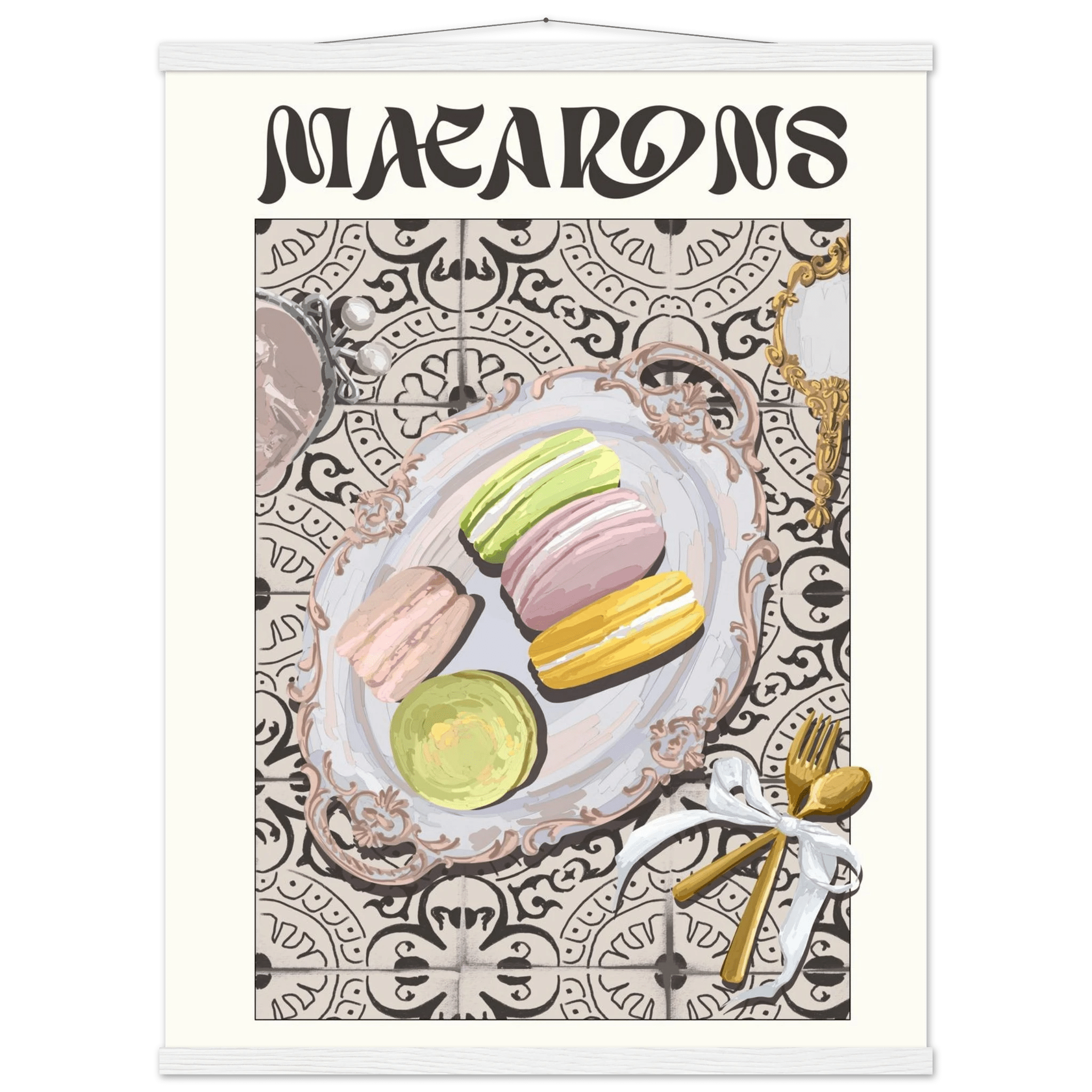 Macarons Poster – Playful French Patisserie Kitchen Wall Art Print (Digital & Printed Options) - Evergreen Posters