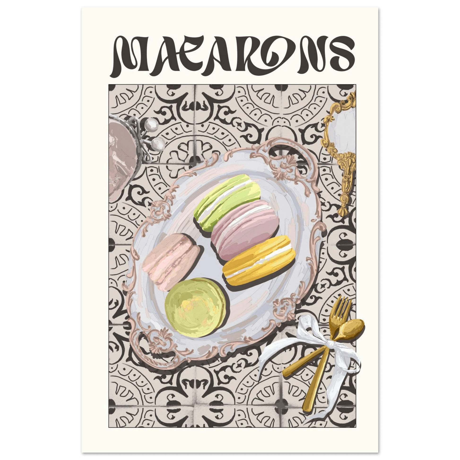 Macarons Poster – Playful French Patisserie Kitchen Wall Art Print (Digital & Printed Options) - Evergreen Posters