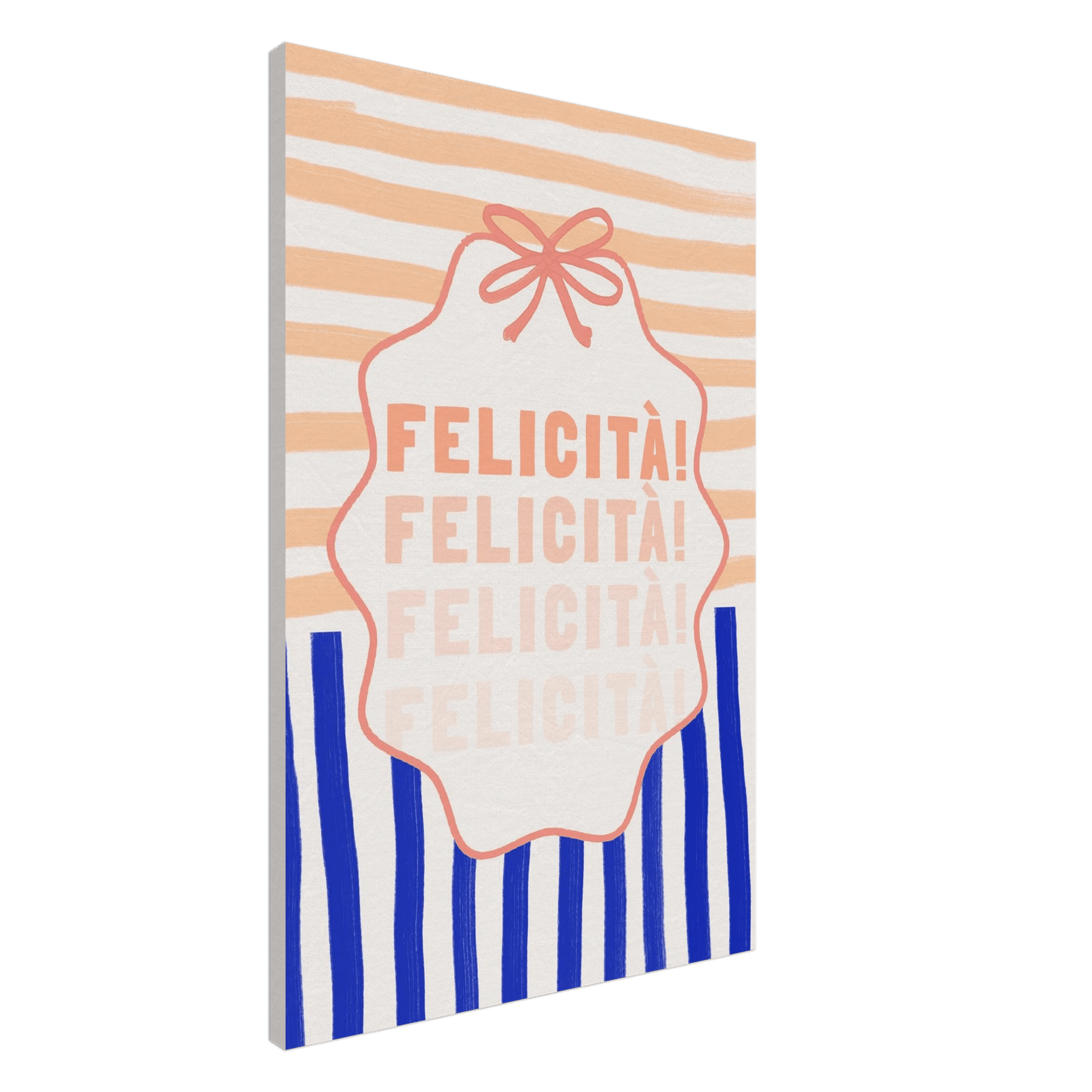 Felicità Italian Happiness Quote Print | Coquette Stripe Wall Art - Evergreen Posters