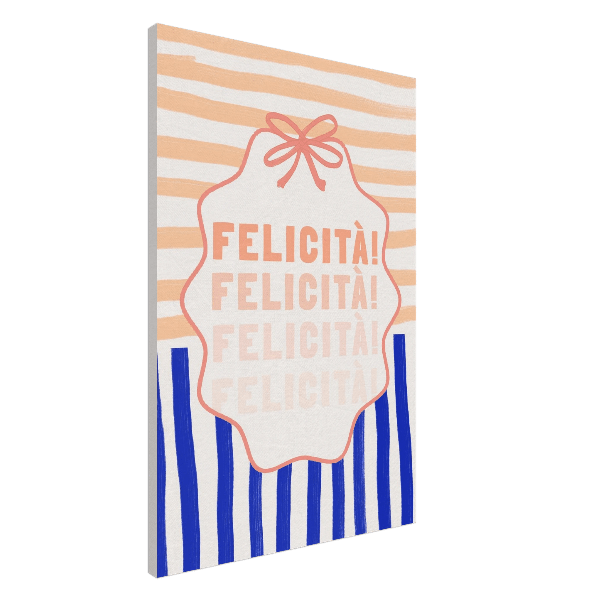 Felicità Italian Happiness Quote Print | Coquette Stripe Wall Art - Evergreen Posters