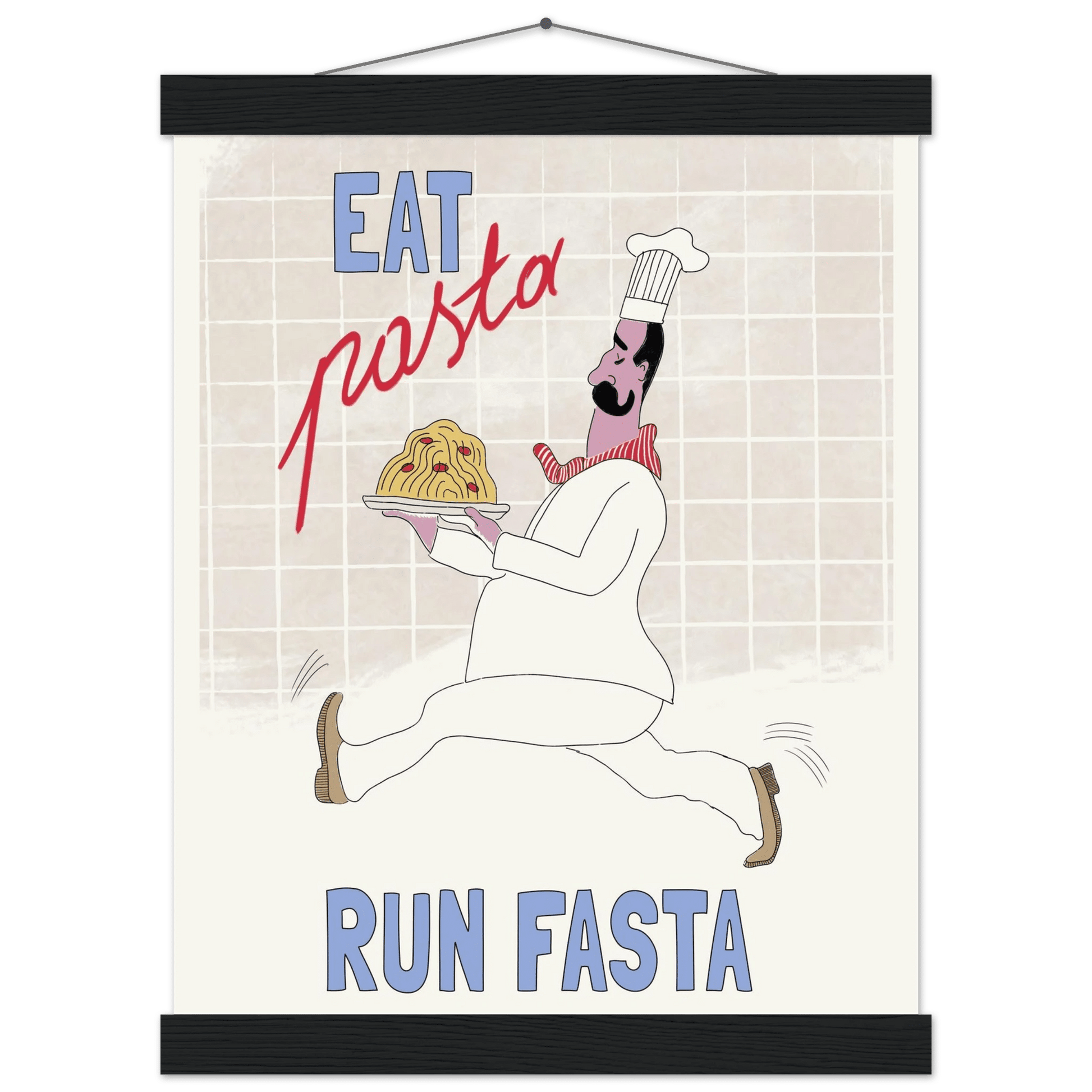 Eat Pasta Run Fasta Poster – Fun Kitchen Wall Art Print (Digital & Printed Options) - Evergreen Posters