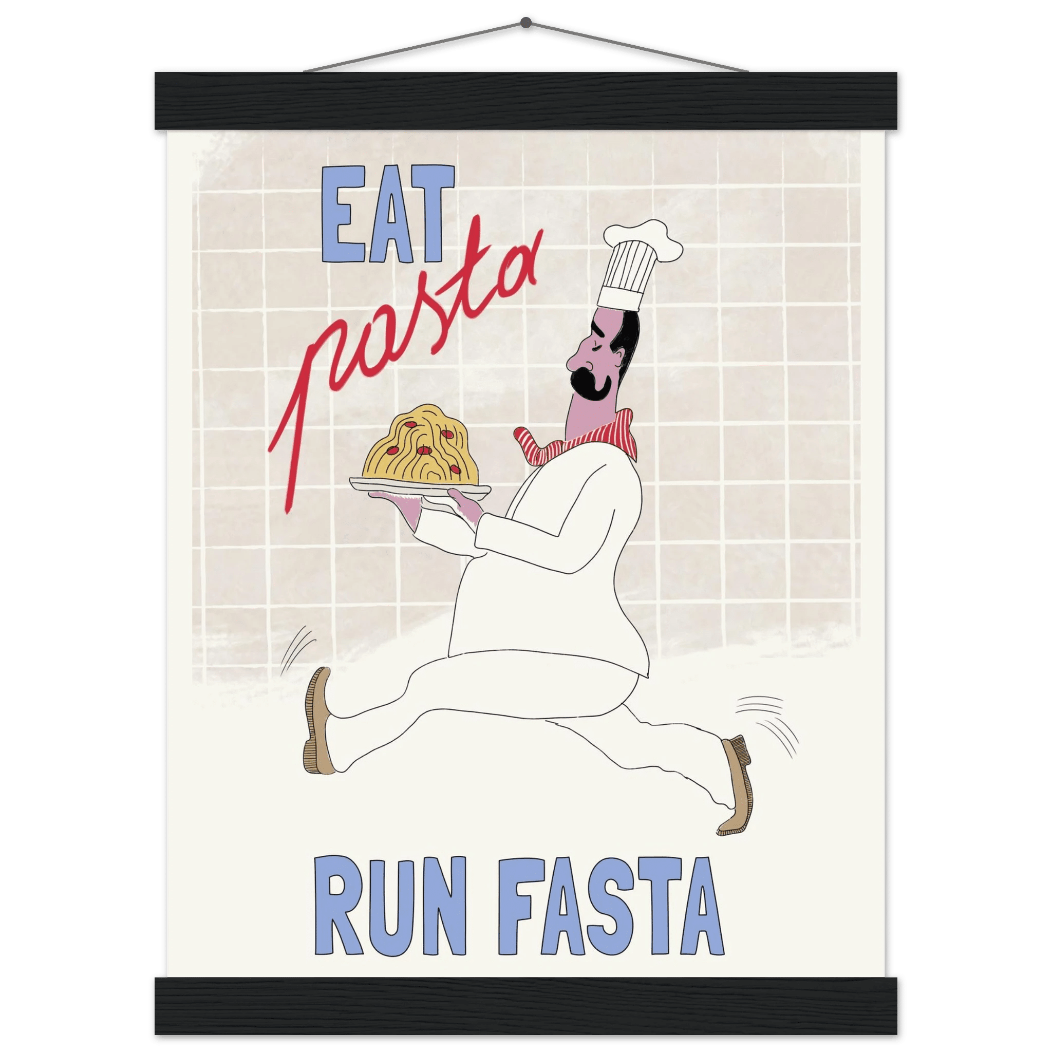 Eat Pasta Run Fasta Poster – Fun Kitchen Wall Art Print (Digital & Printed Options) - Evergreen Posters