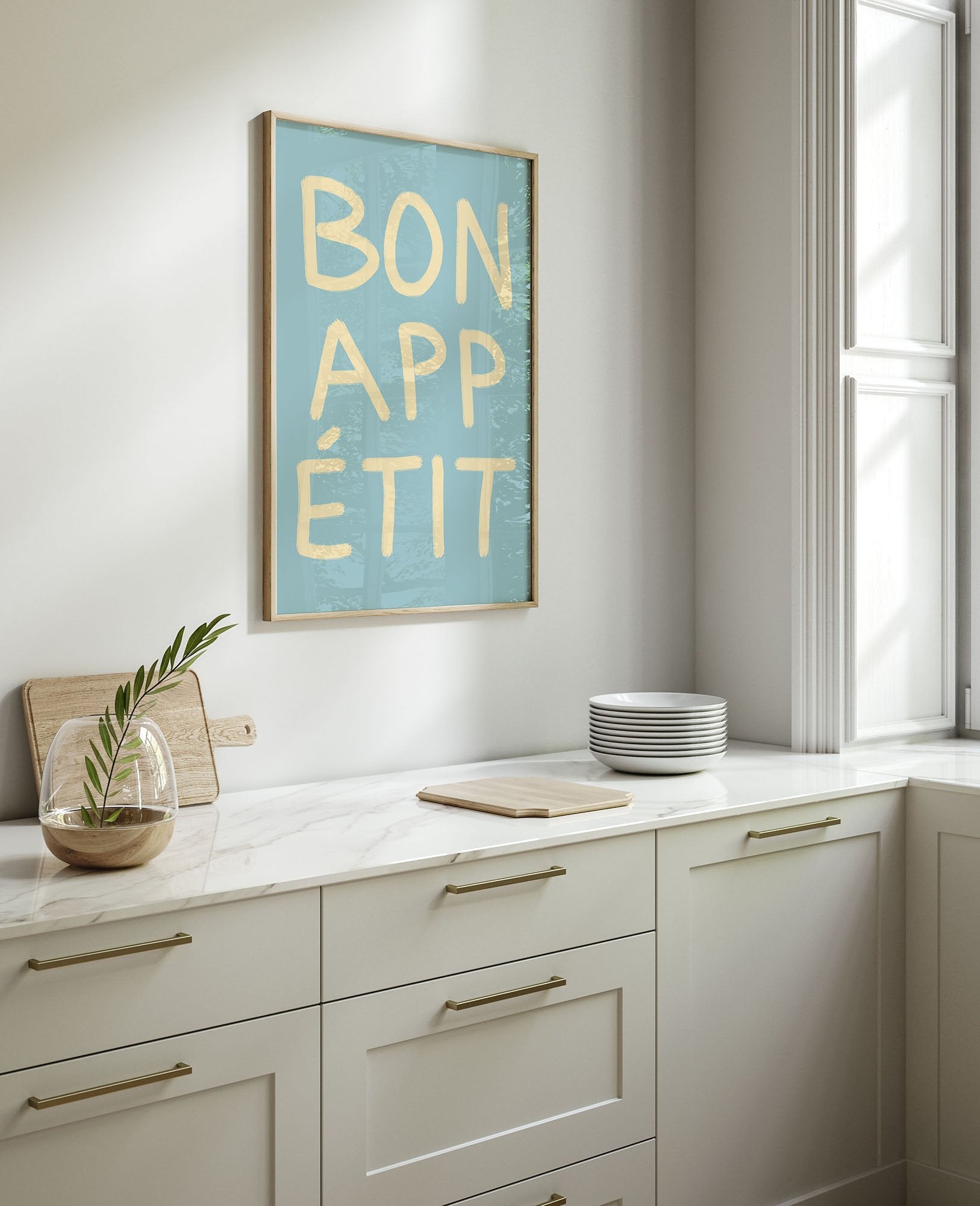 Bon Appétit Kitchen Poster | French Typography Wall Art | Retro Dining Room Print Decor - Evergreen Posters