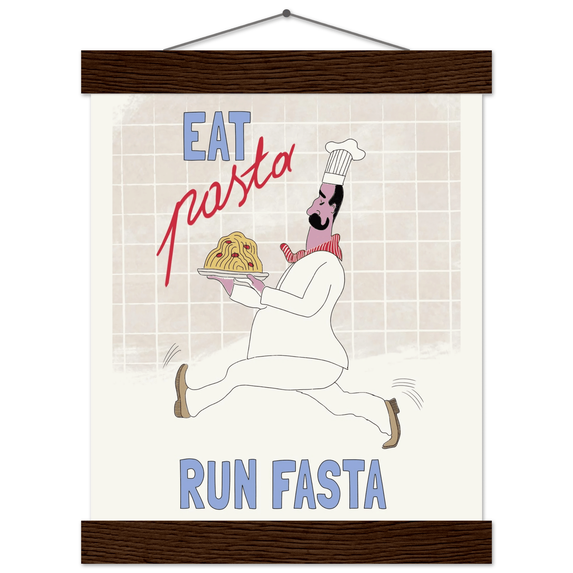 Eat Pasta Run Fasta Poster – Fun Kitchen Wall Art Print (Digital & Printed Options) - Evergreen Posters