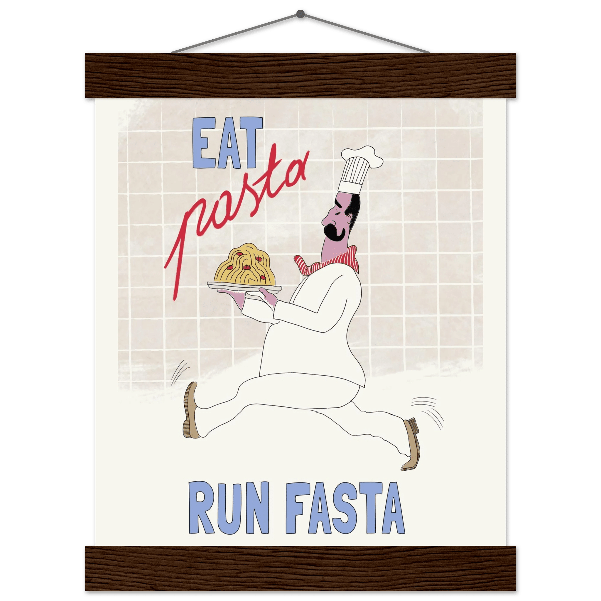 Eat Pasta Run Fasta Poster – Fun Kitchen Wall Art Print (Digital & Printed Options) - Evergreen Posters