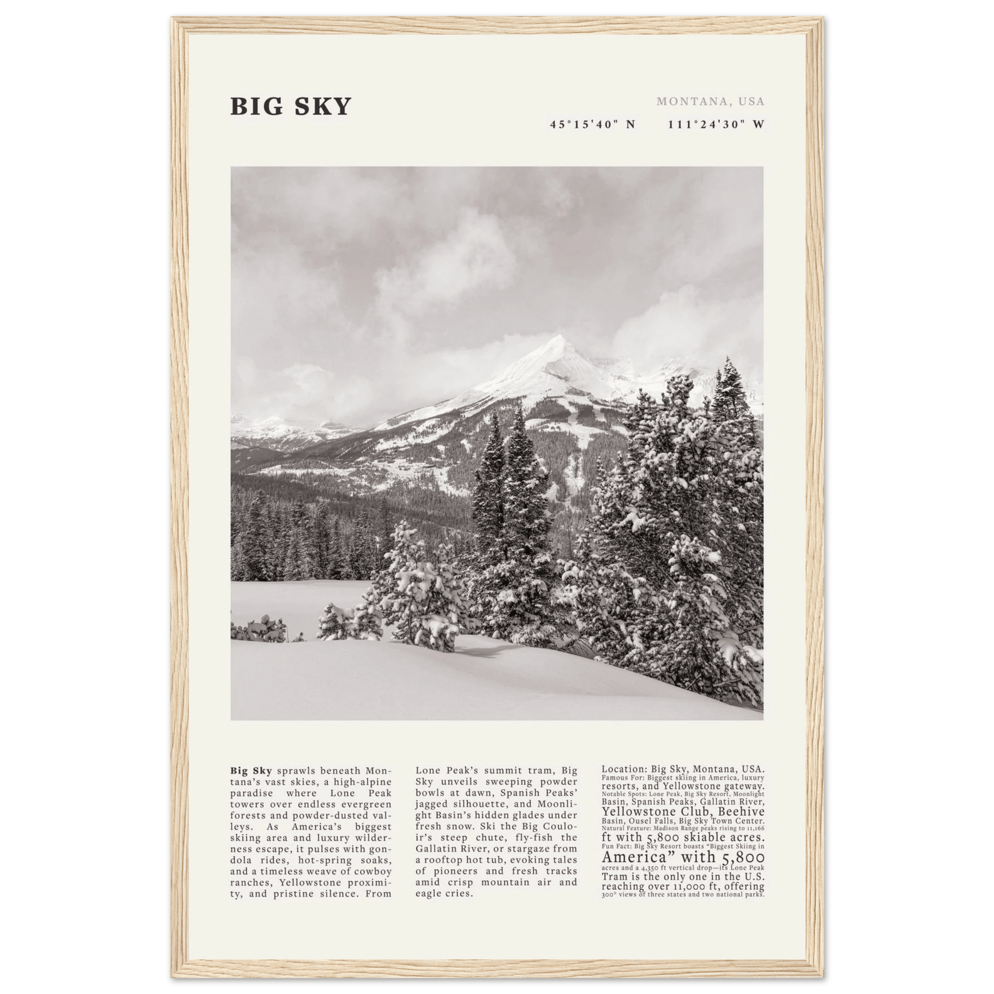 Big Sky Montana Poster Black and White – Vintage Lone Peak Ski Resort Print (Digital & Printed Options) - Evergreen Posters