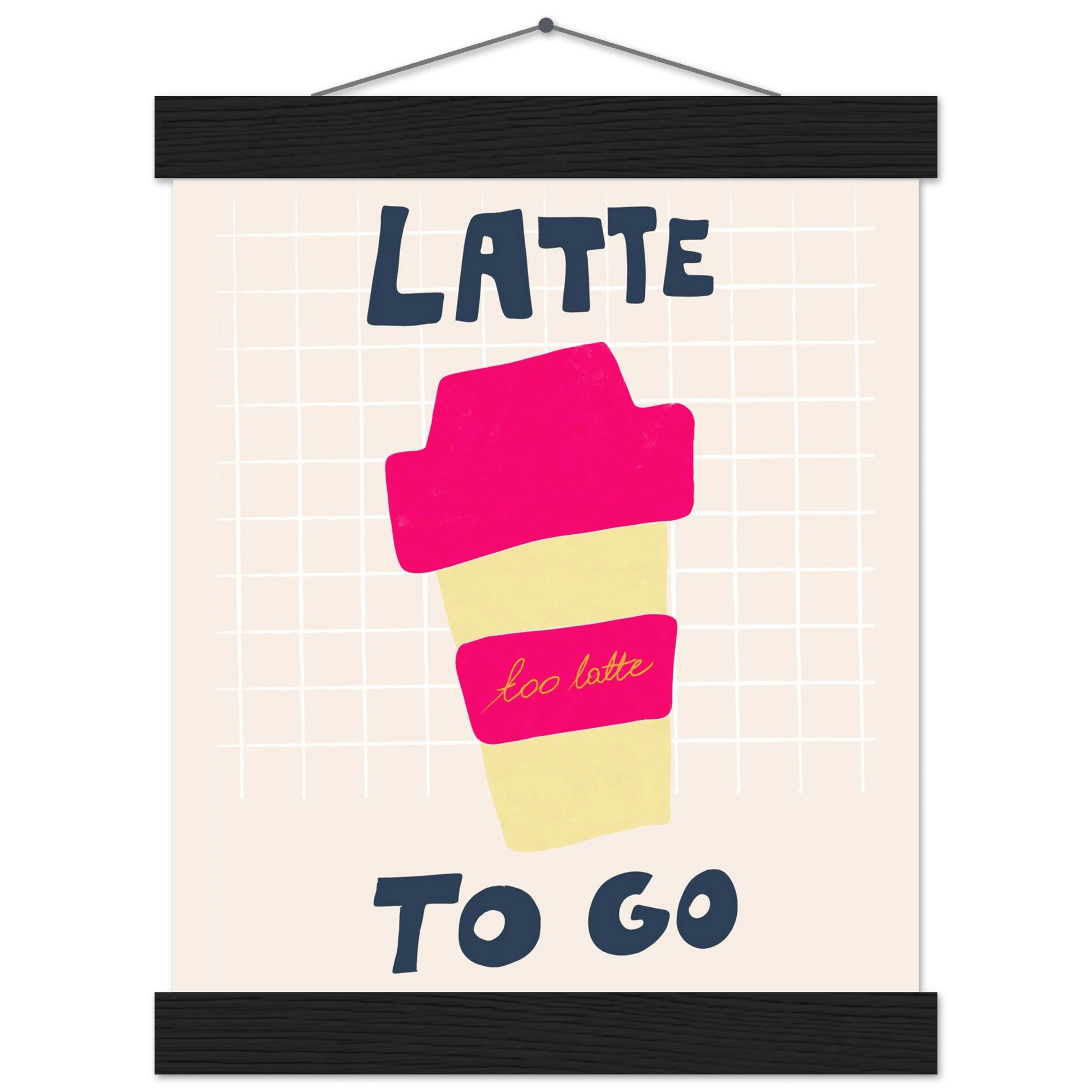 Latte To Go Poster – Playful Coffee Kitchen Wall Art Print (Digital & Printed Options) - Evergreen Posters