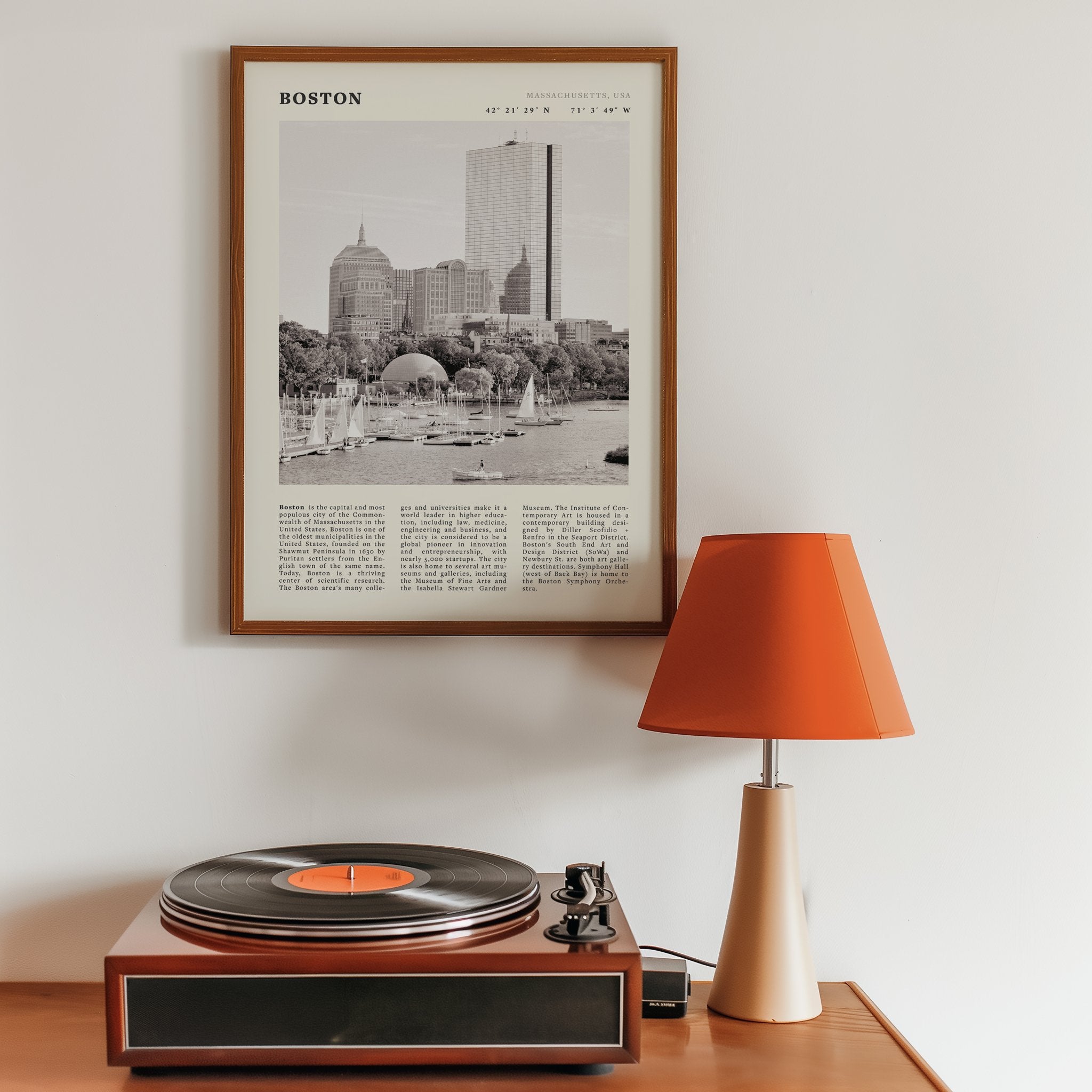Boston Poster | Black & White Charles River Skyline Wall Art | Massachusetts Print - Evergreen Posters