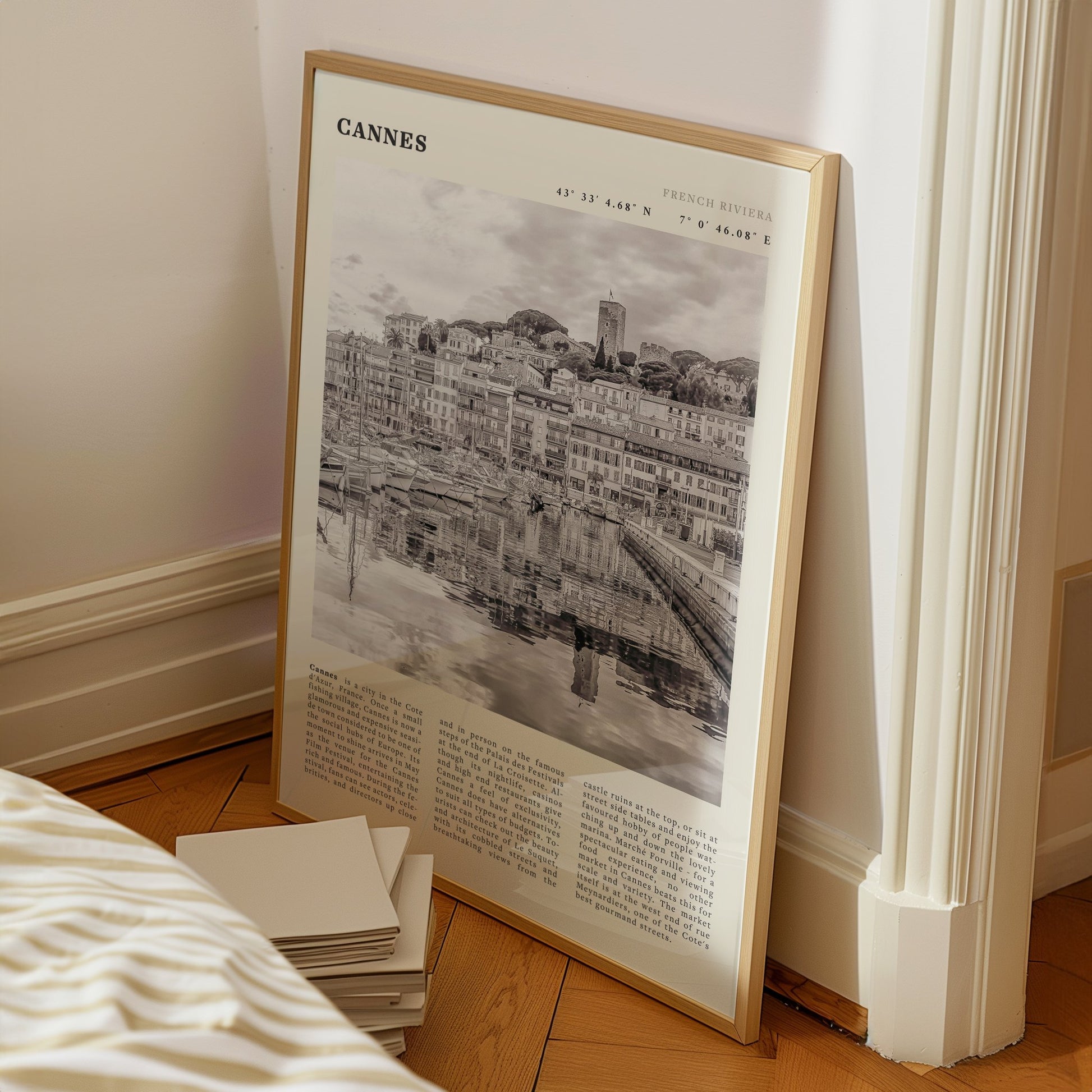 Cannes Poster | Black & White French Riviera Wall Art | France Travel Print - Evergreen Posters