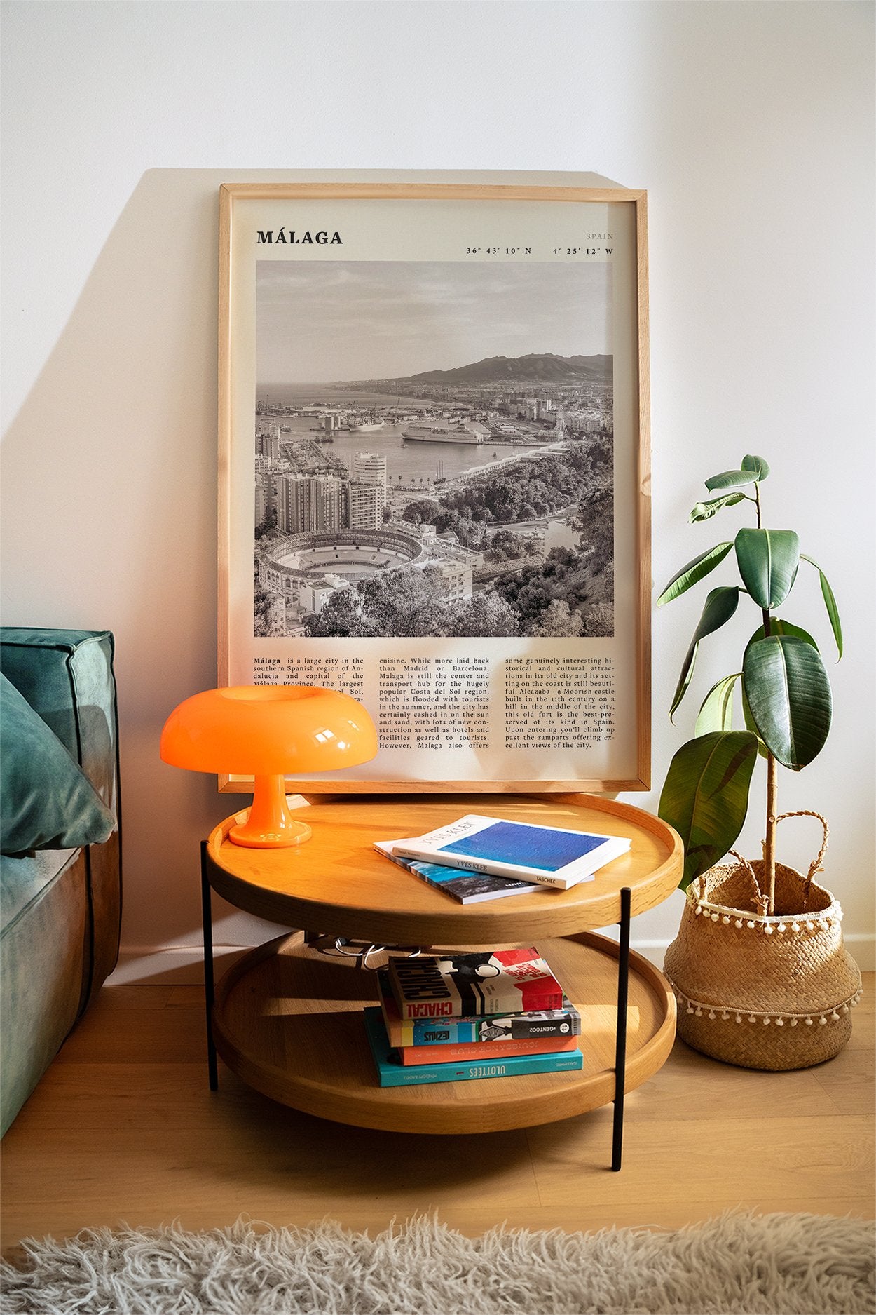 Málaga Poster | Black & White Costa del Sol Wall Art | Spain Travel Print - Evergreen Posters