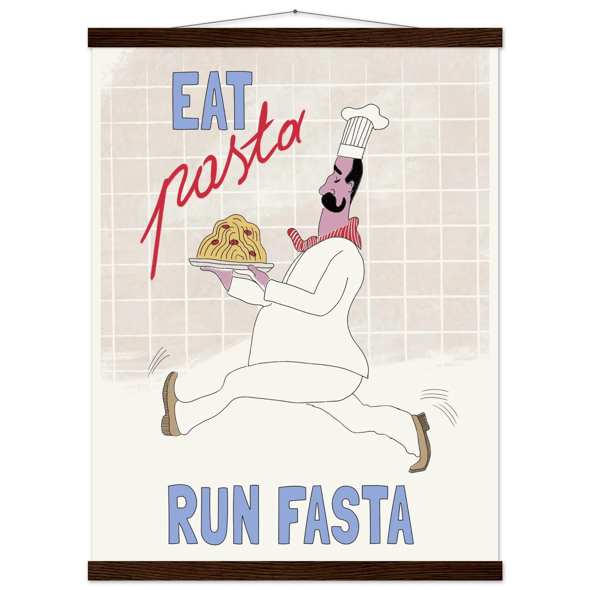 Eat Pasta Run Fasta Poster – Fun Kitchen Wall Art Print (Digital & Printed Options) - Evergreen Posters