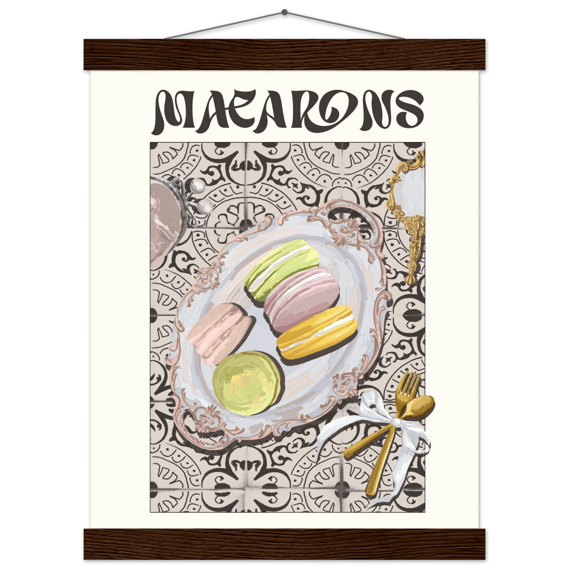 Macarons Poster – Playful French Patisserie Kitchen Wall Art Print (Digital & Printed Options) - Evergreen Posters