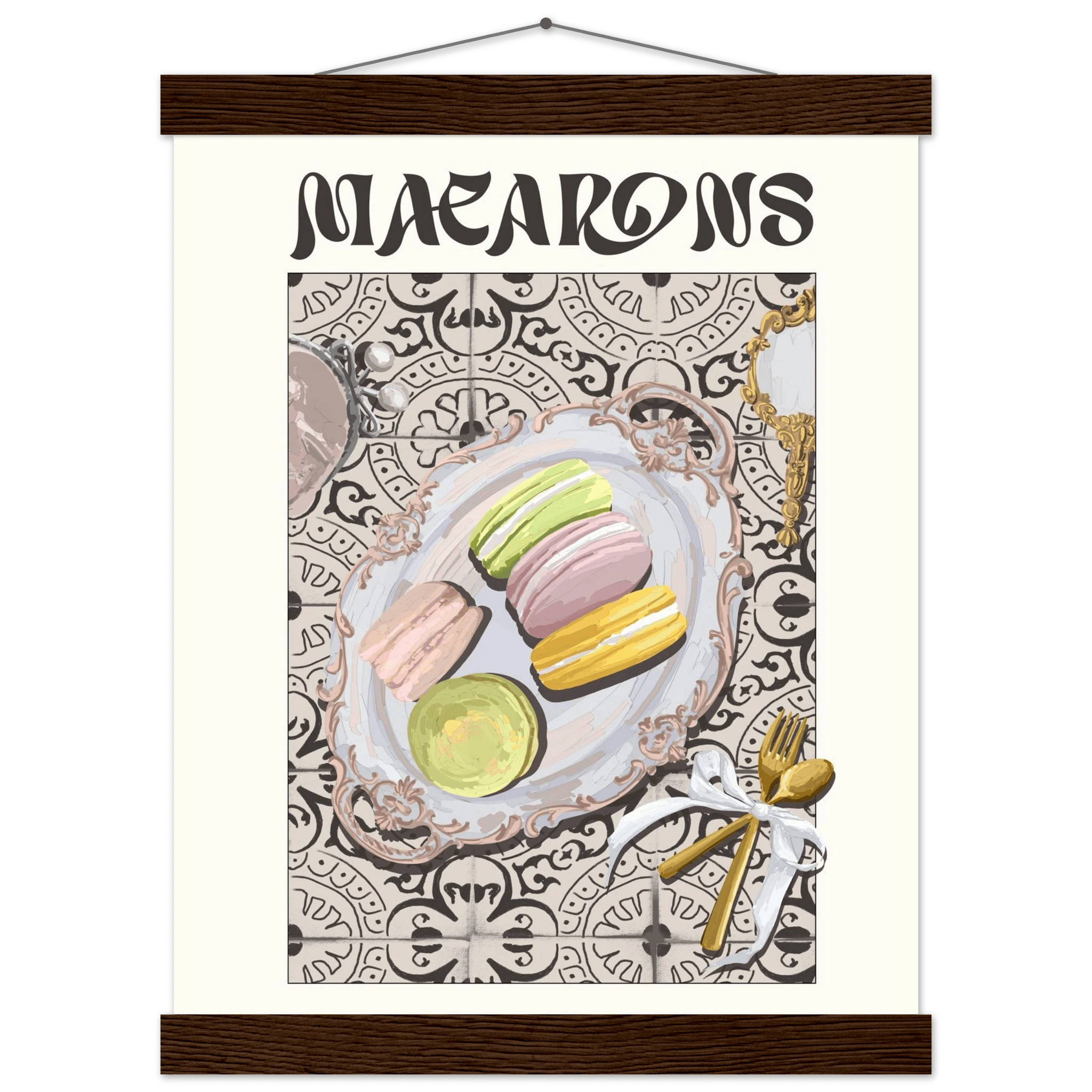 Macarons Poster – Playful French Patisserie Kitchen Wall Art Print (Digital & Printed Options) - Evergreen Posters