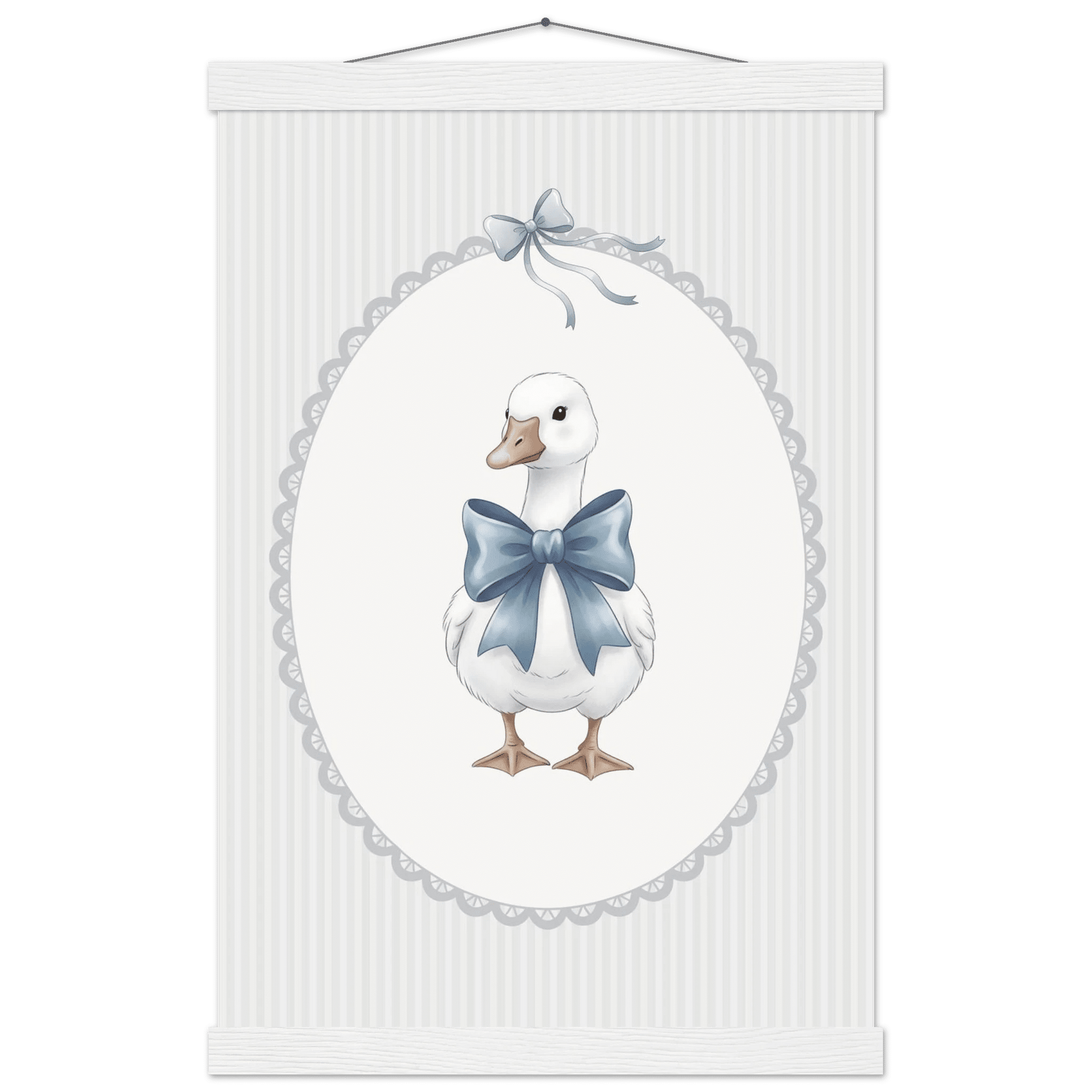 Blue Bow Duck Nursery Poster – Sweet Baby Room Wall Art Print - Evergreen Posters